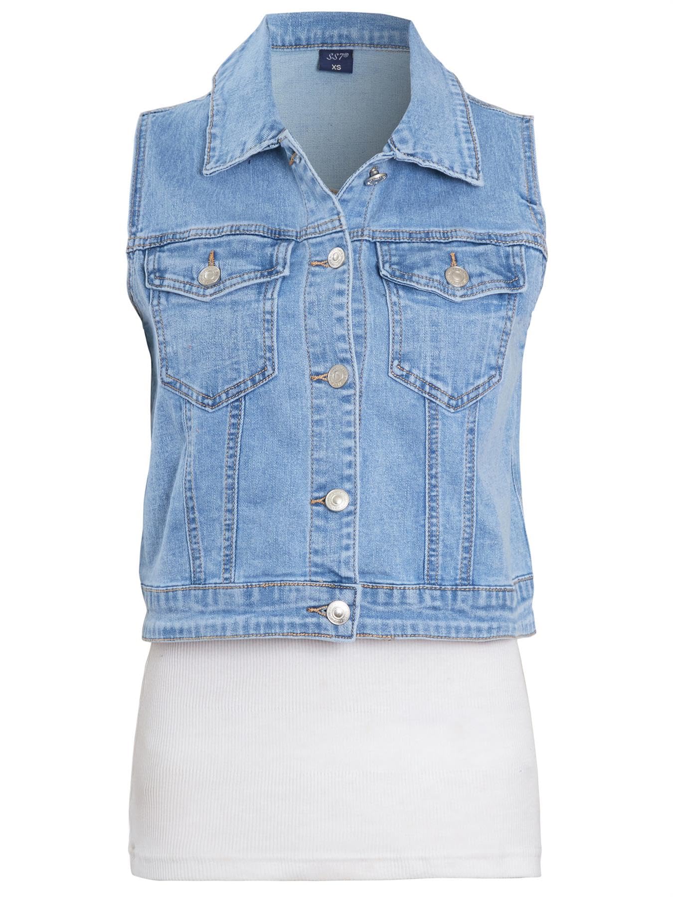 SS7 Femmes Gilet en jean sans manches Veste gilet stretch