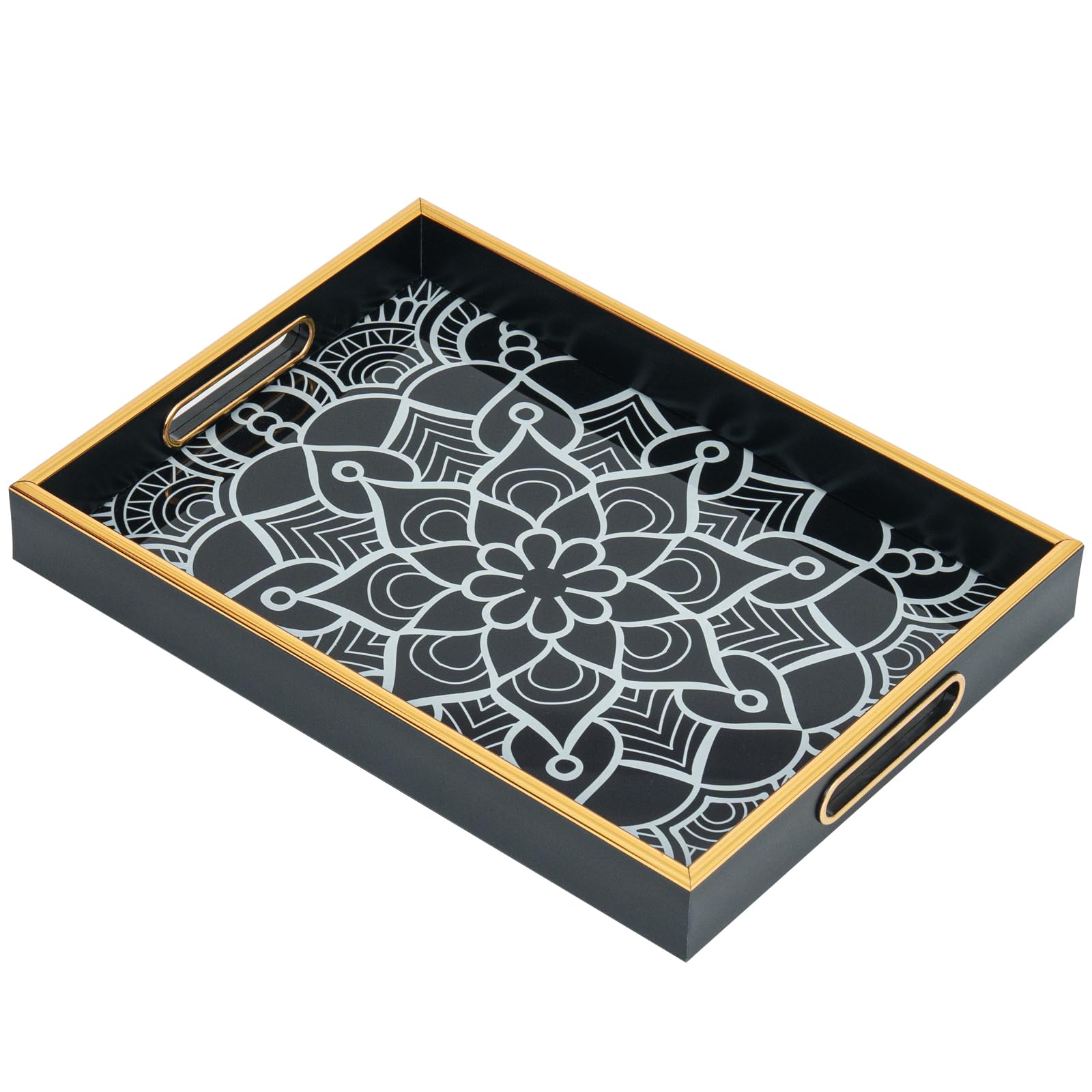 Serviertablett Vintage Mit Marmor-Optik – Rechteckig, Bruchsicher, 40x30 Cm