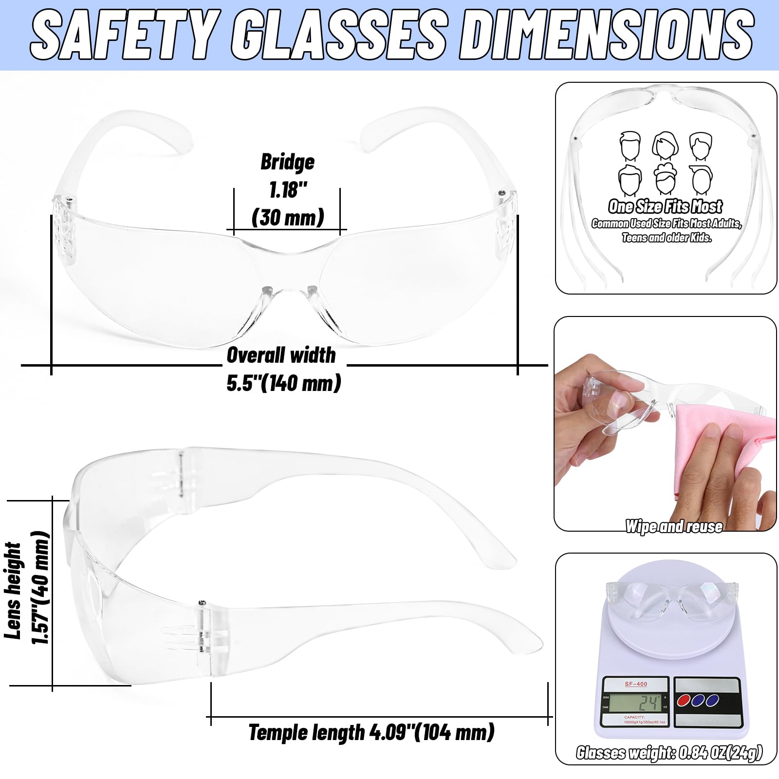 Bulk Safety Glasses - ANSI Z87.1 Protection -2