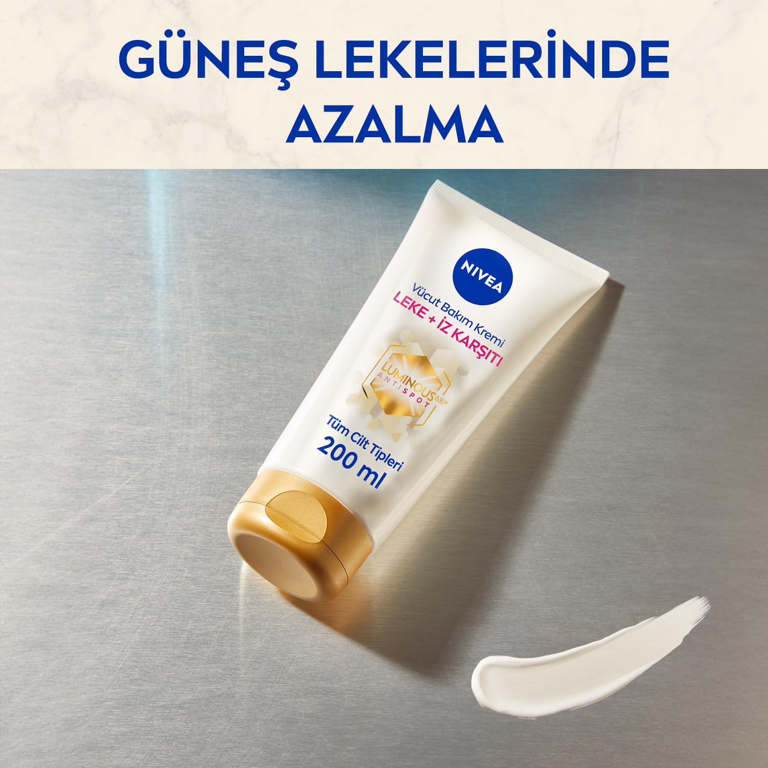 NIVEA Luminous630 Leke ve İz Karşıtı Vücut Bakım Kremi 200ml, Çatlak ve Güneş Lekesi İyileştirici, 48 Saat Nemlendirici