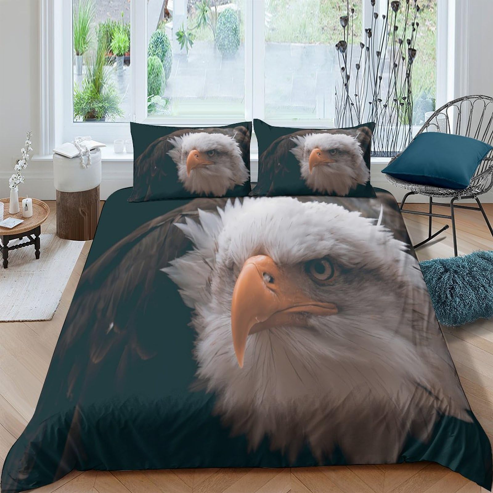 Ctjqhvkz Style-1 3D Printed Bald Eagle Fitted Sheet Microfiber Soft Anti-Slip Animal Bed Cover For Bedroom Dorm Mattress Decor Single（135X200cm）