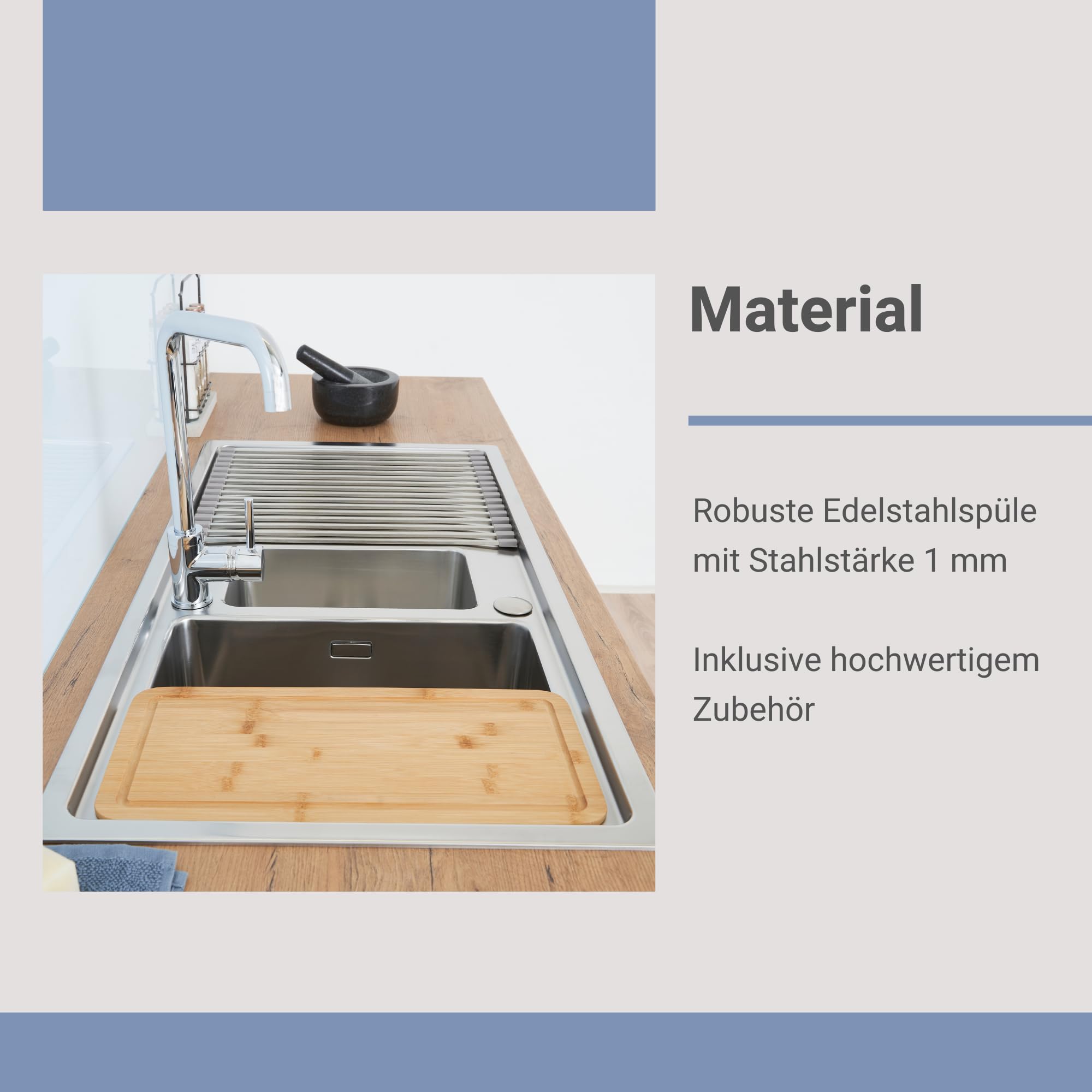 Respekta Lavello, inox, 100x50 cm, 2 vasche