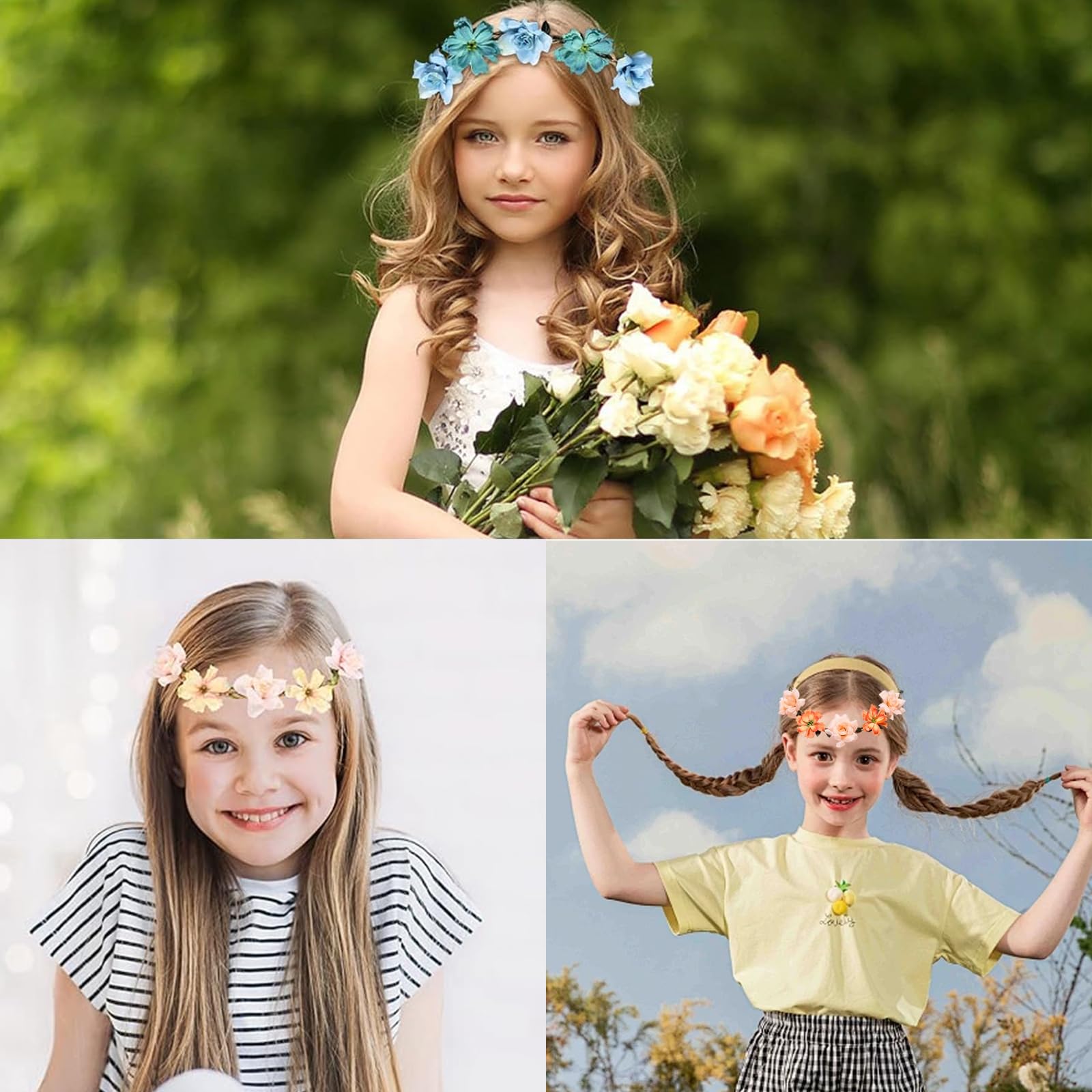 KASESSS 6 Pieces Flower Crown, Flower Headband, Multicolour Flower Hair Band - Image 4