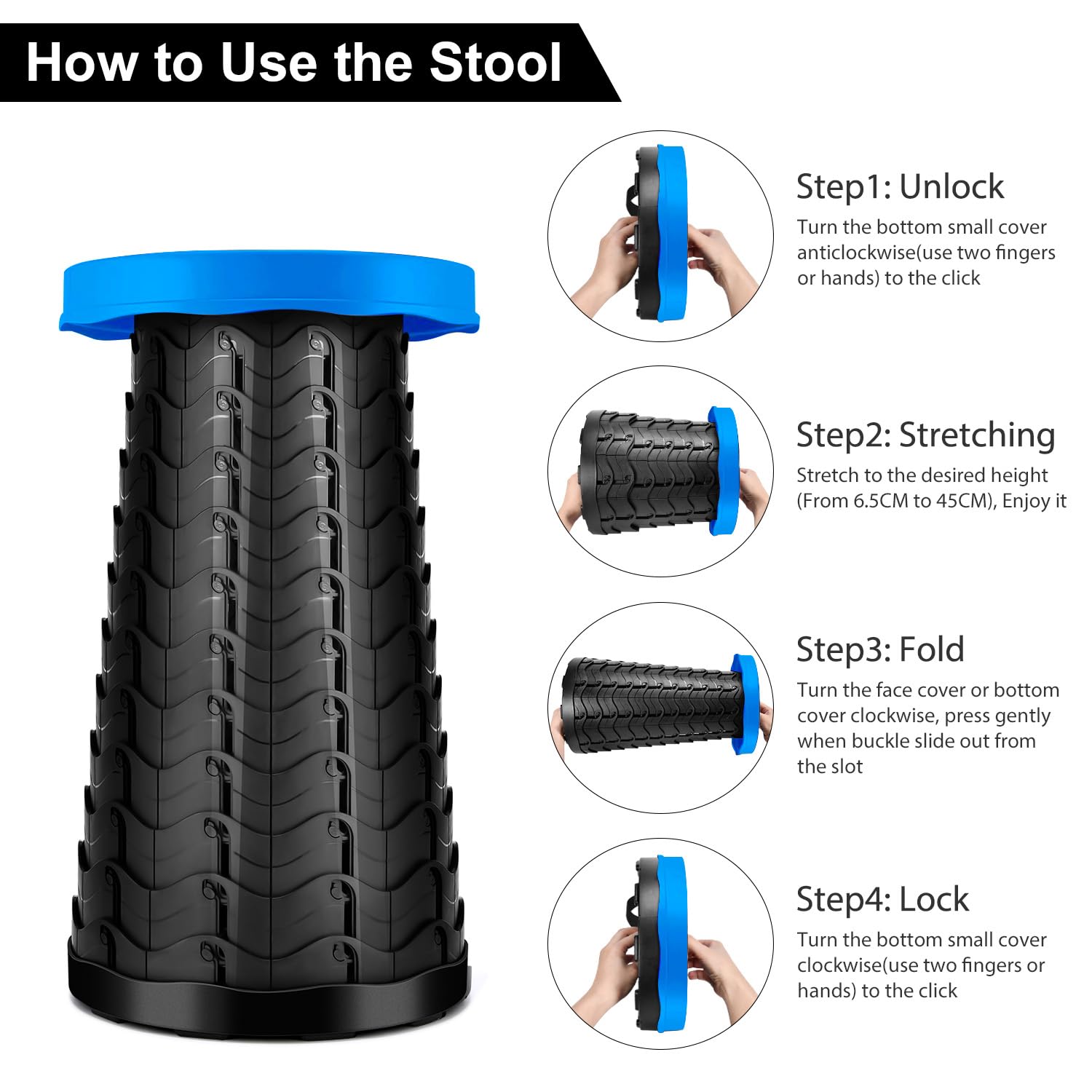 Tabouret Pliable Léger - Jardinage, Pêche, Camping - Supporte 118 Kg, Design Ergonomique, Facile à Transporter