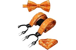 Enhance Your Style with Our Dapper Orange Suspenders and Bow Tie Set