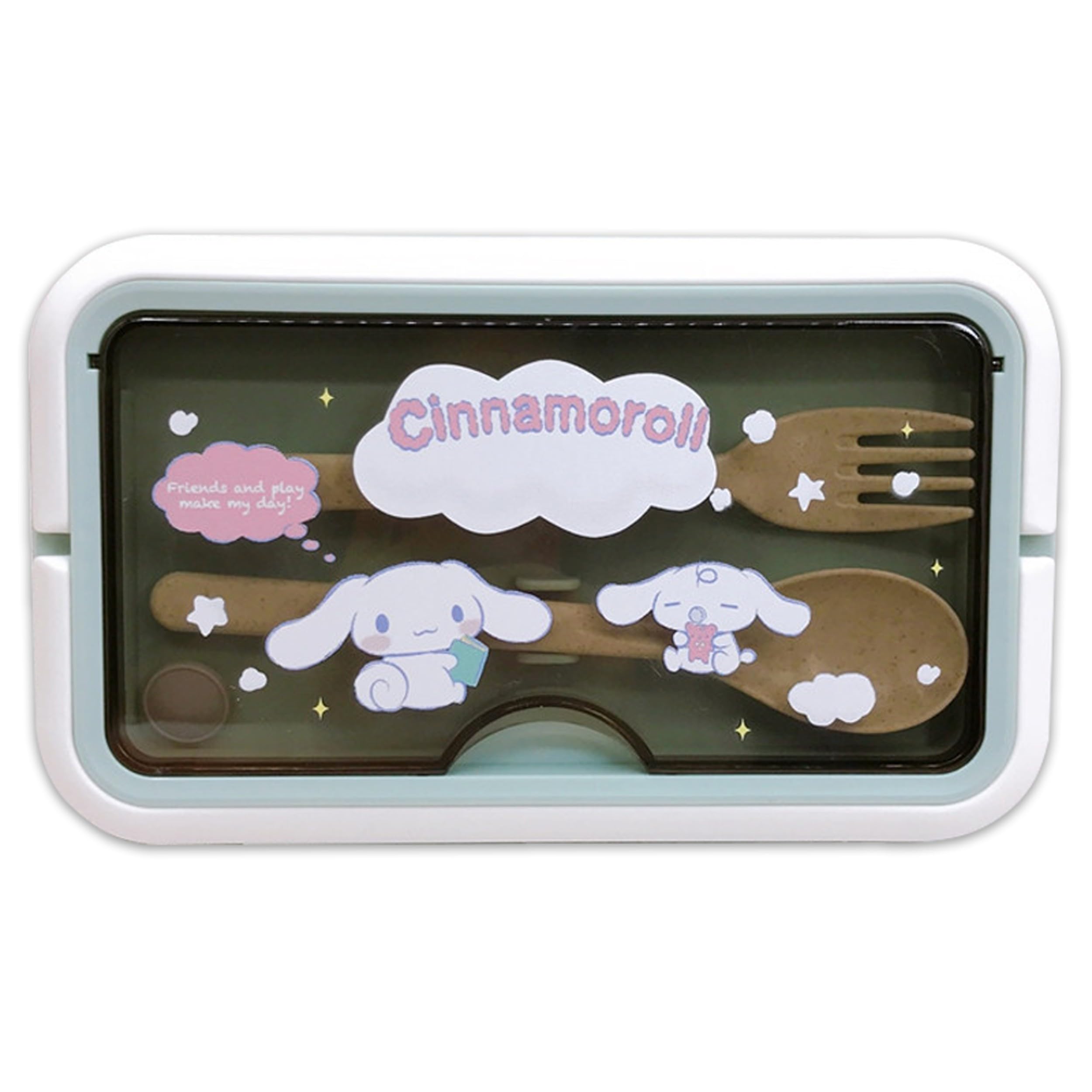 Roffatide Cartoon Cinnamoroll Carino Stampato All-in-One Bento Scatole con Maniglia Kawaii 4-Point Lock Tipo Lunch Box Contenitori per Food Frutta Snack