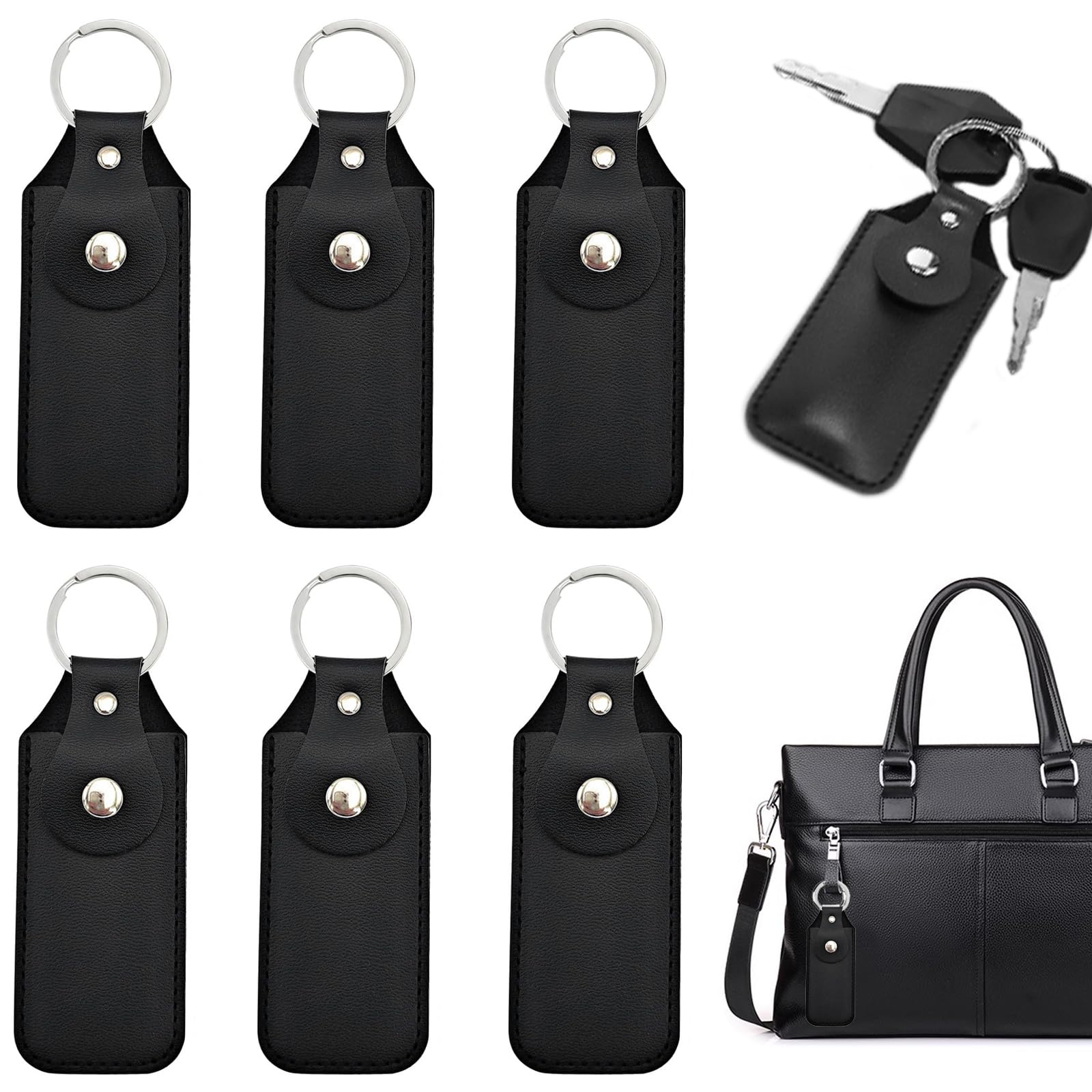 KuuGuu 6 PCS Leather Flash Drive Case Soft Material Storage Thumb Drive Caes Jump Drive Case Protect and Store Small Items for Flash Drive Flash Drive Holder Case （Black）