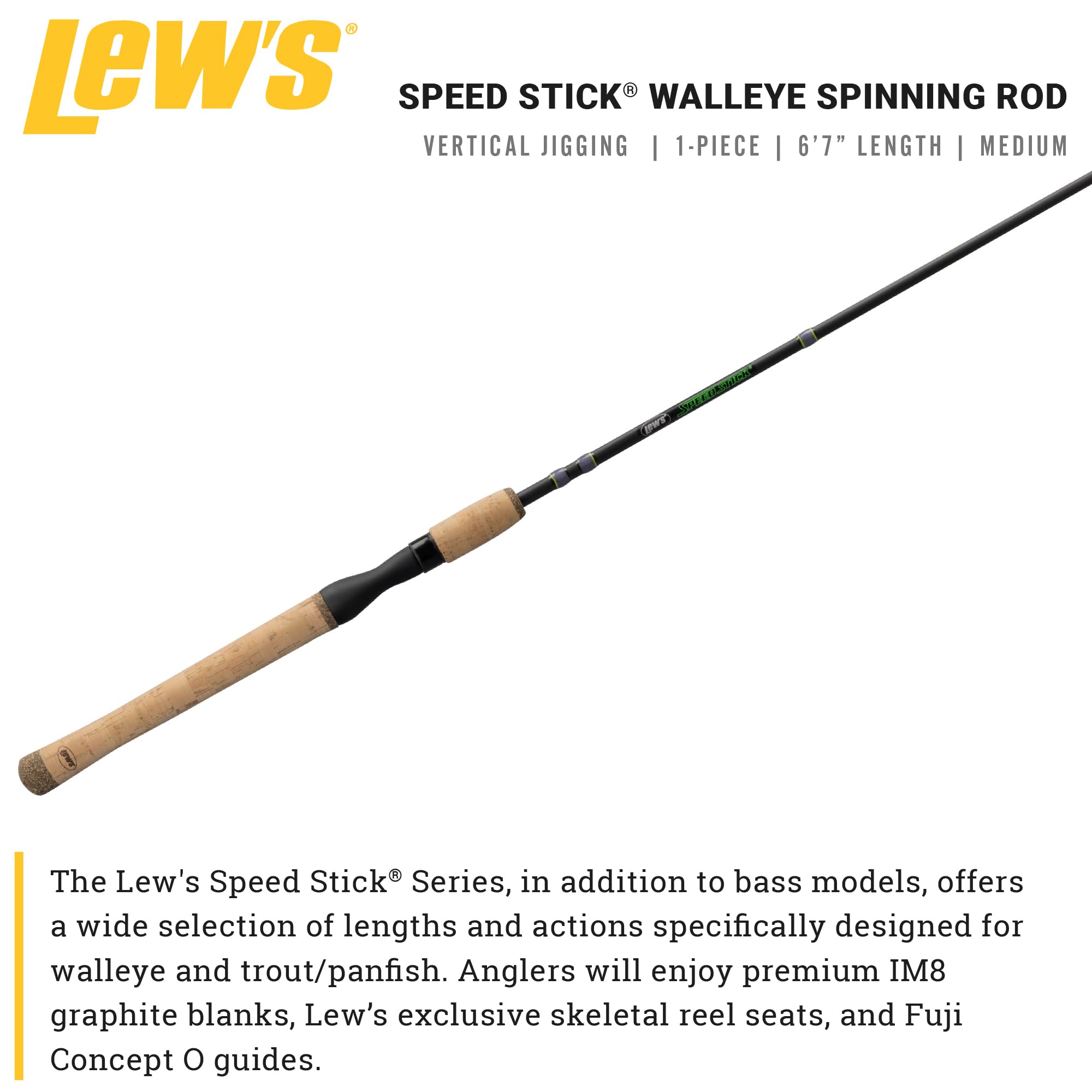 Amazon.com : Lew's Speed Stick Spinning Fishing Rod, 6-Foot 7-Inch