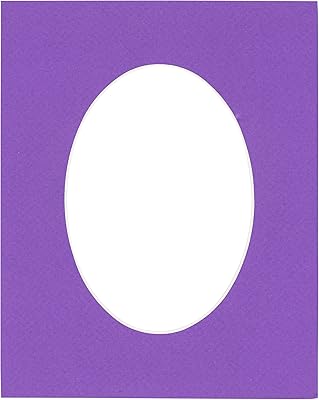11x14 Mat Bevel Cut for 9x12 Photos - Precut Purple Oval Shaped Photo Mat Board Opening - Acid Free Matte to Protect Your Pictures - Bevel Cut for Family Photos, Pack of 1 Matboard