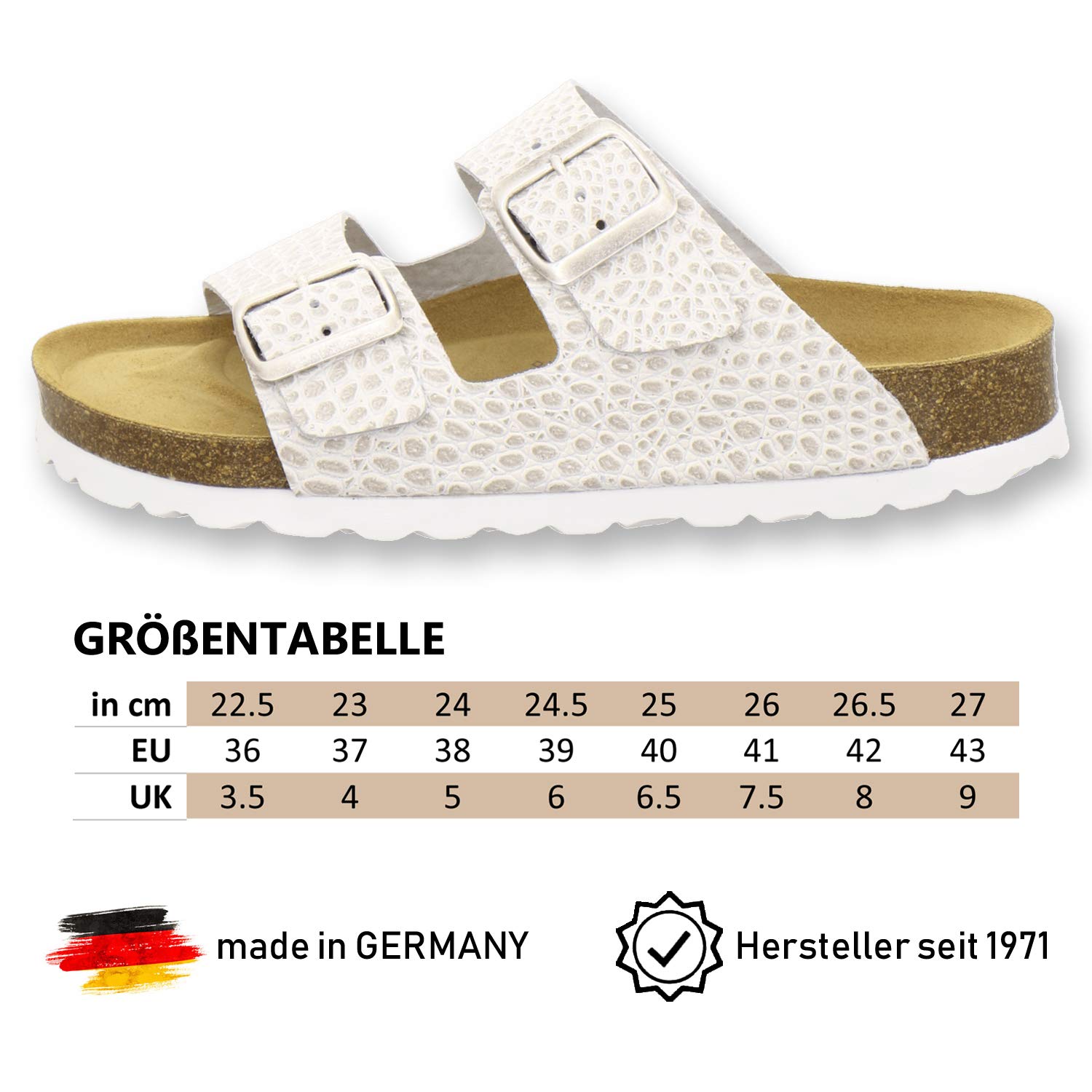 AFS-Schuhe 2100 Mules tendance pour femmes, en cuir véritable, fabriquées en Allemagne