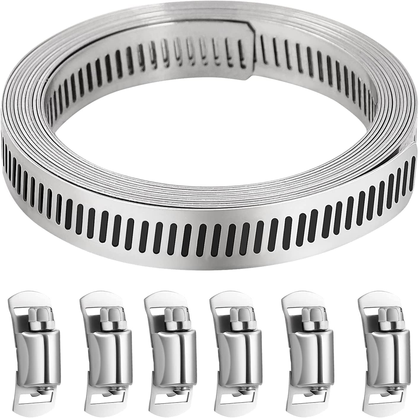 Collier De Serrage Inox 2.5m + 12 Attaches - Kit Réglable Pour Tuyaux | Acier 304
