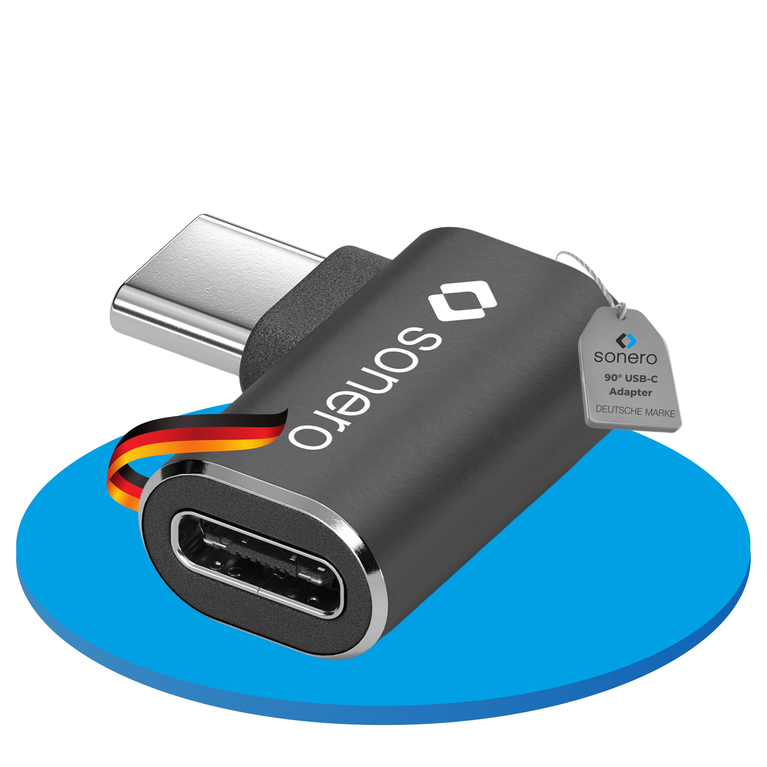 Sonero 90° USB-C Stecker auf Winkel USB-C Buchse, 40Gbps, 240W, 8K60Hz, Aluminium Gehäuse, Schwarz, X-UA133