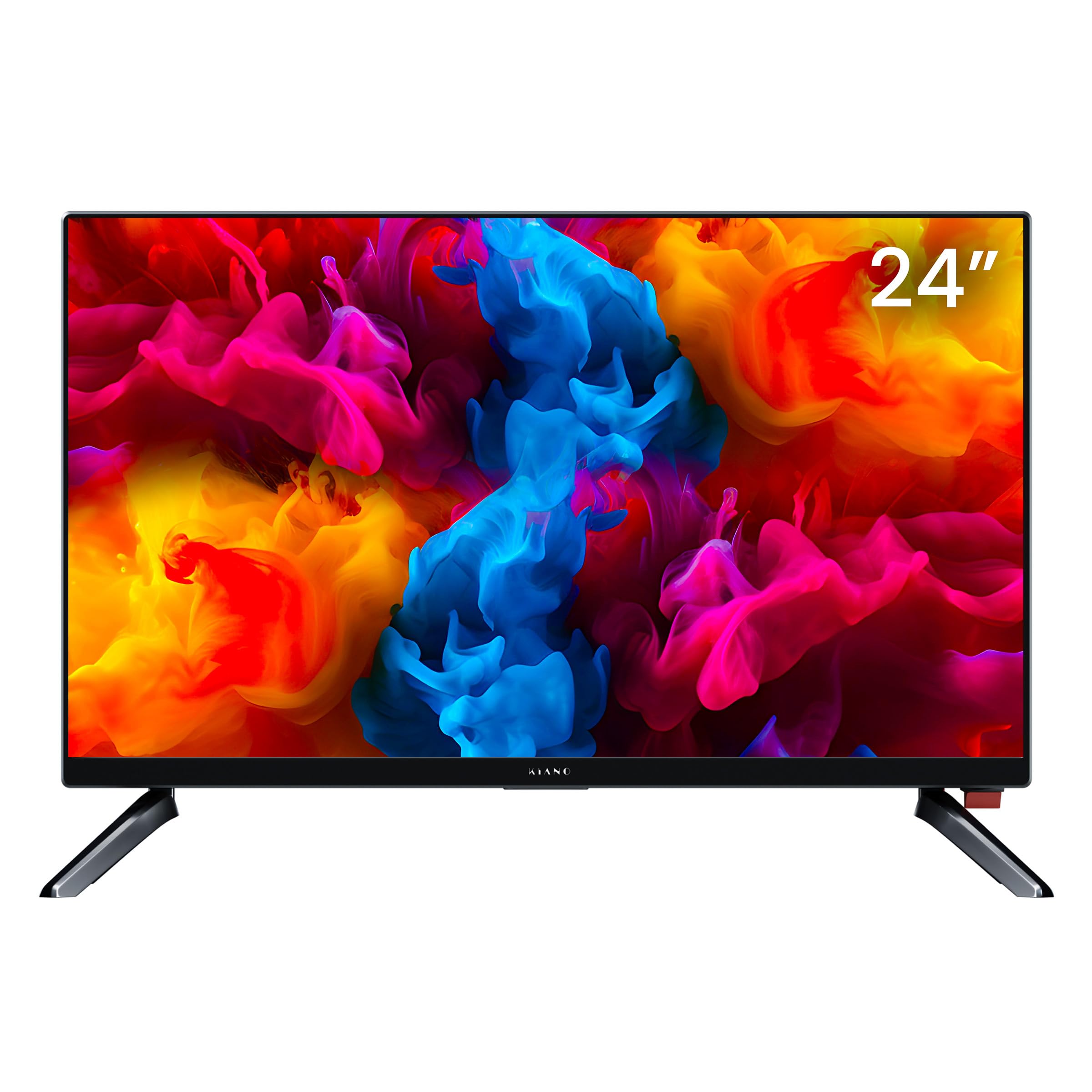 KIANO Slim TV Smart Travel Televisione 24" Pollici | LED HD TV schermo | Caricatore per Auto | HDMI USB | Dolby Audio |Triplo Tuner DVB-T2 | Nero