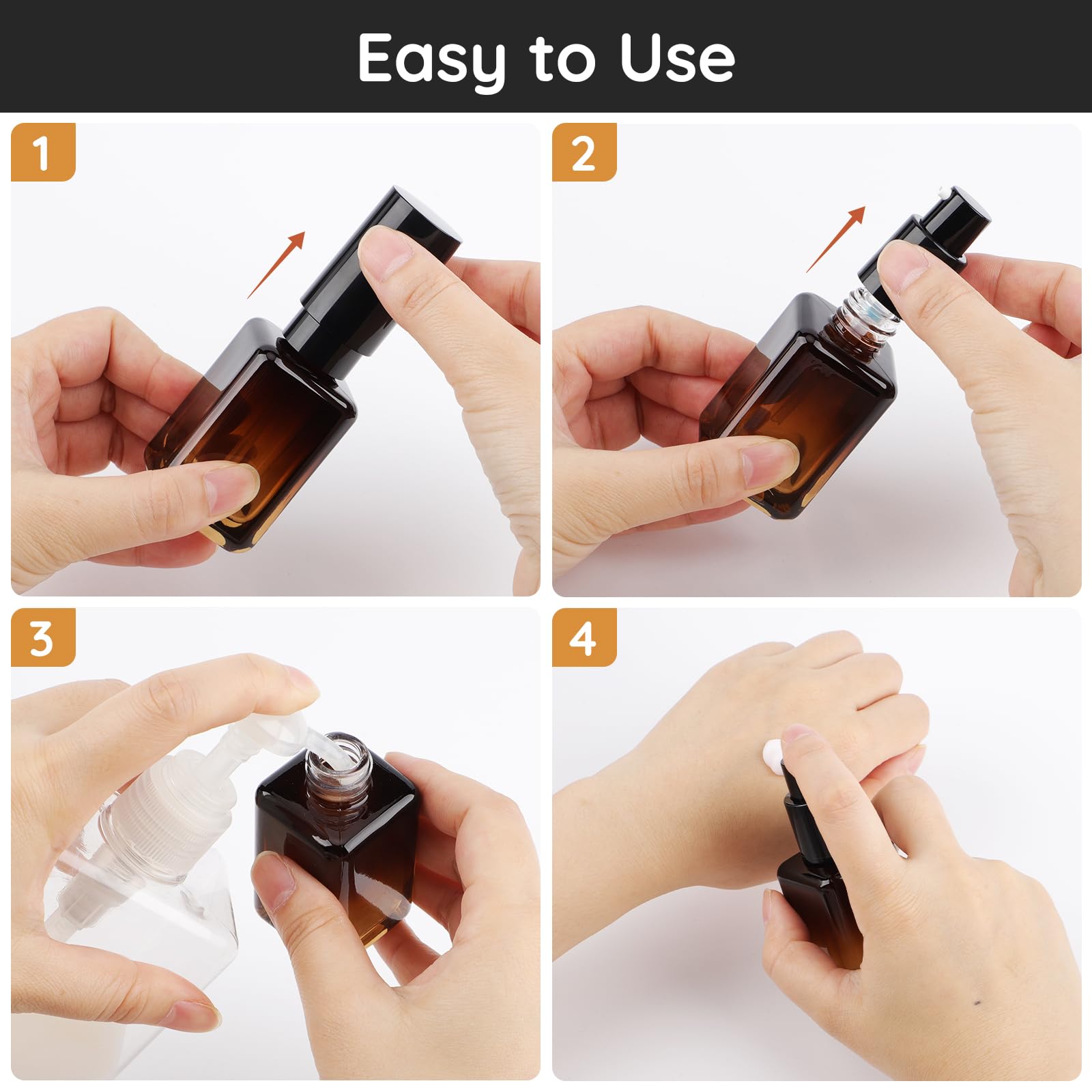 Segbeauty Contenitori da Viaggio Marrone, 2 Pezzi 30ml Bottiglie Vuote in Vetro, Flaconi Viaggio, Leggero e Portatile, per Fondotinta Liquida, Acqua Detergente