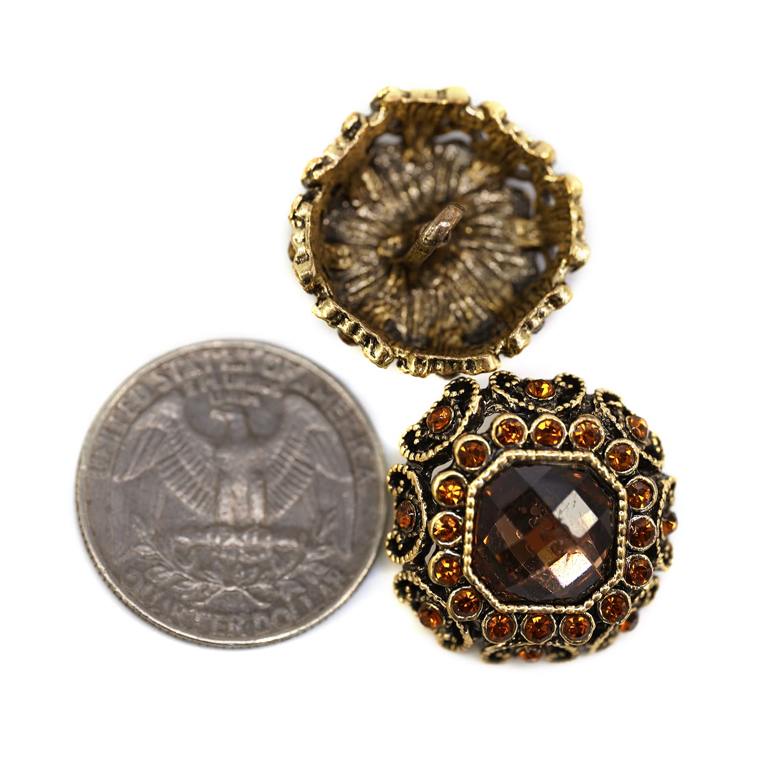 50 Pcs Amber Rhinestone Sewing Buttons – 12.5mm (1/2”) Decorative Resin Shank Buttons For DIY & Clothing - View #7