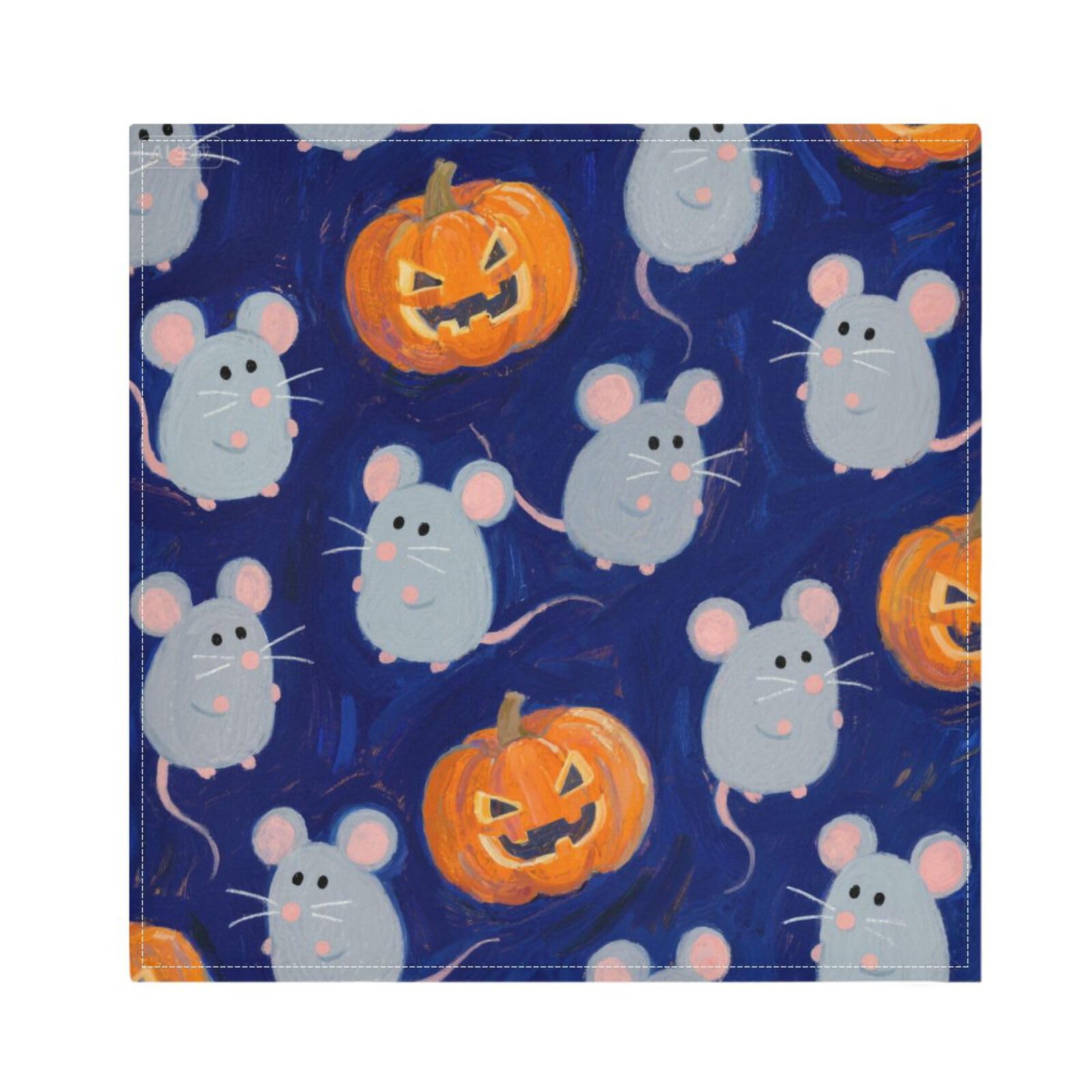 Serviettes en tissu jaune lot de 6 pour décorer votre table d'Halloween