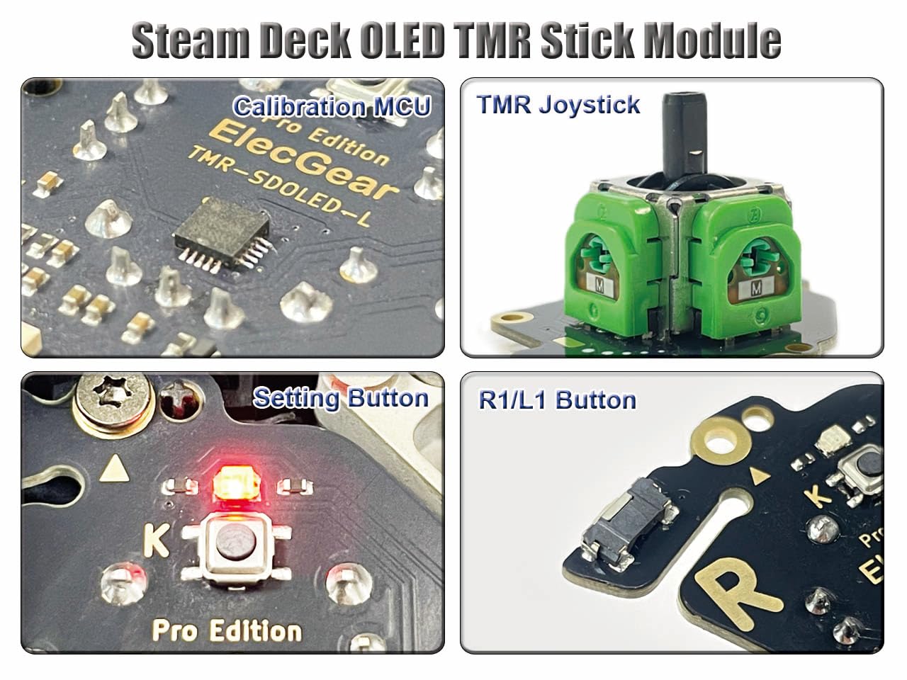 ElecGear Módulo de Reemplazo de Joystick TMR para Steam Deck OLED, Conjunto de PCB con Calibración de MCU y Joysticks Anti-Drift Izquierdo y Derecho con Tecnología TMR – (Edición OLED)