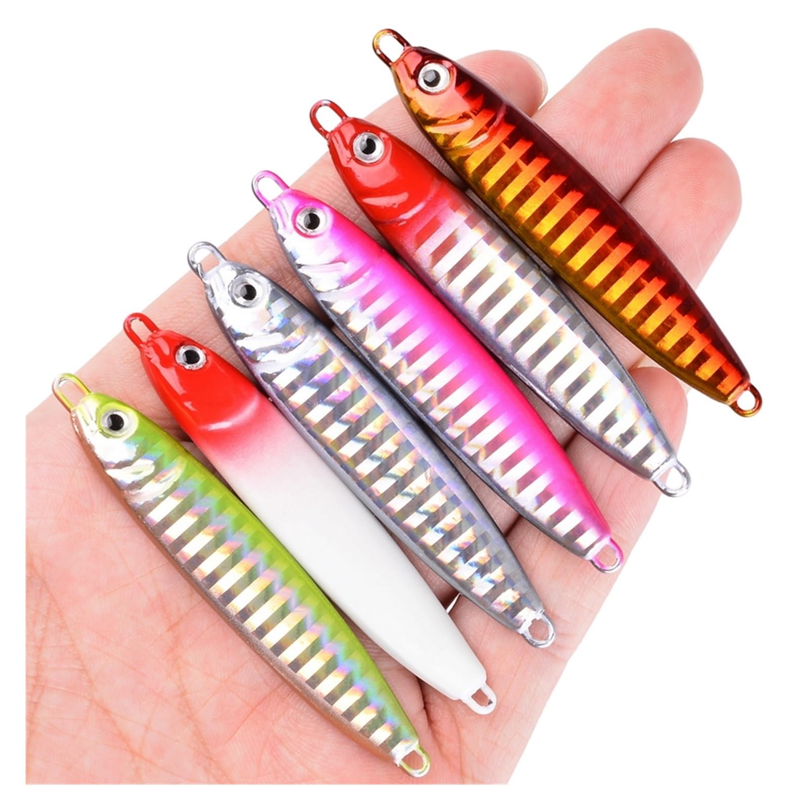 INEOUT 6pcs Maschere in Metallo Esche A Forma di S Esca for Jig Lenta Mare 15g 20g 30g Jigging Esca Dura A Lancio Lungo Cucchiaio Esche da Pesca con Jig in Metallo Attrezzatura