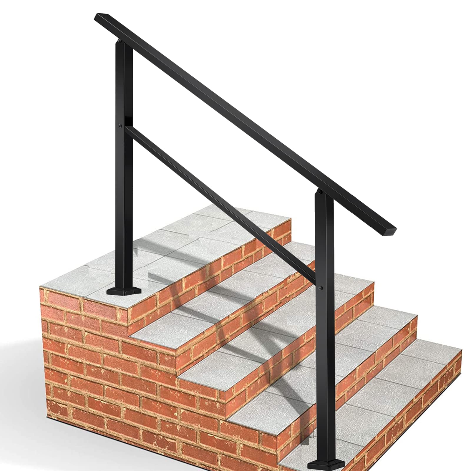 Buy Outdoor Stair Railing,Black Handrails for Outdoor Steps 5 Step