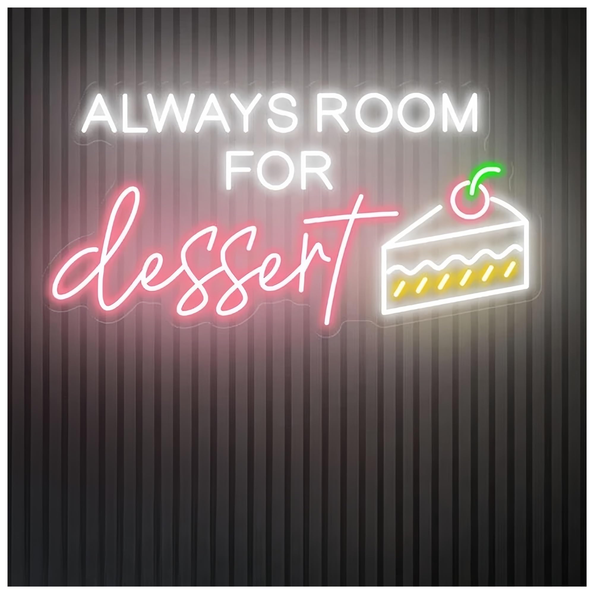 SHOUXI Sign Lamp Always Room for Dessert Neon Sign Bakery Shop Decor Light Cafe Welcome Sign Business Open Decor(A,80X43CM)