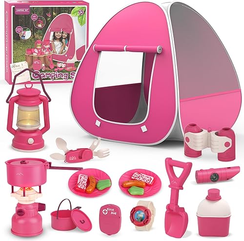 Juego de campamento para niños con tienda de campaña Tienda de campaña desplegable, tiendas de campaña para niños, juguetes al aire libre, juego de