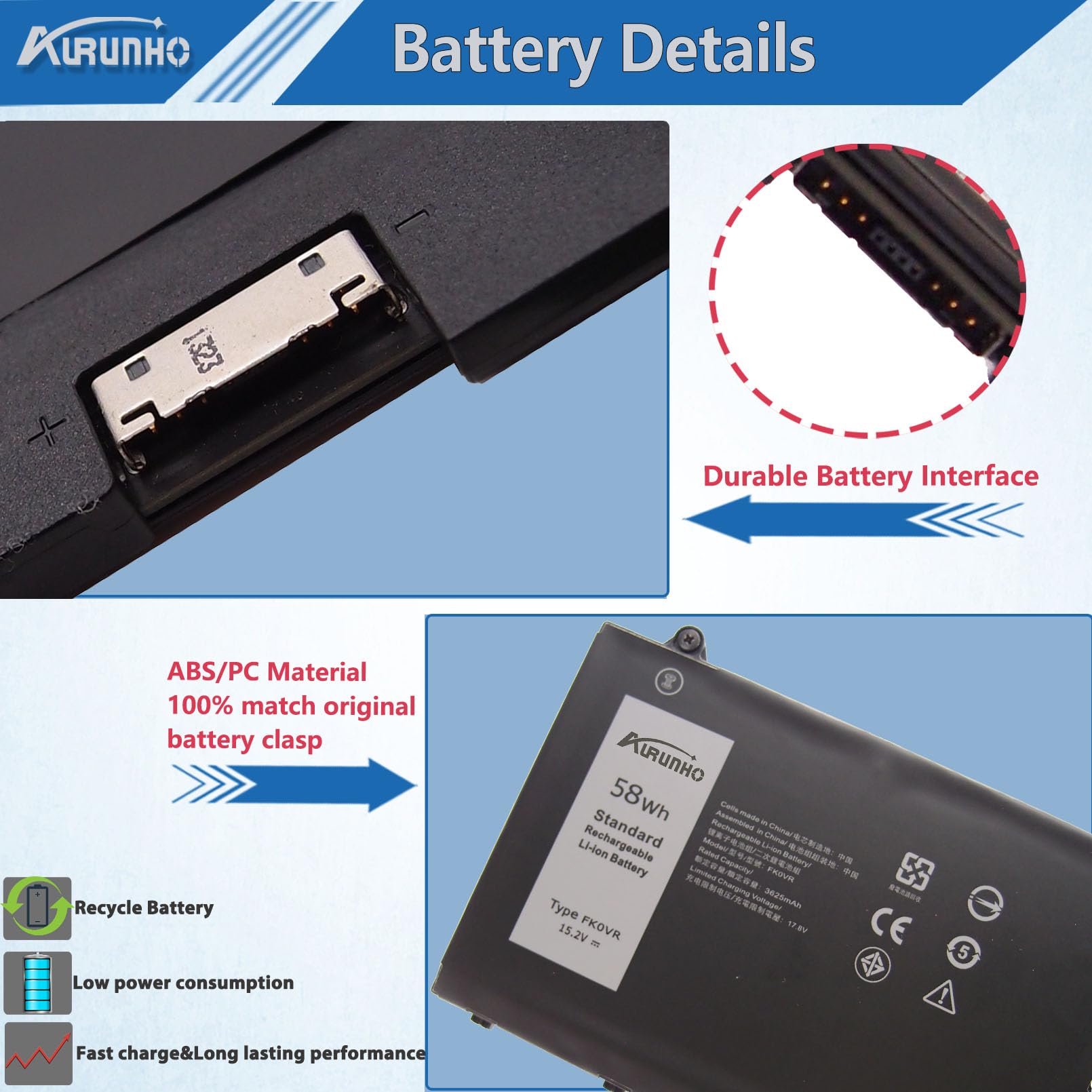 FK0VR Batteri för Dell Latitude 5330 5430 5530 7430 7330 Precision 3570