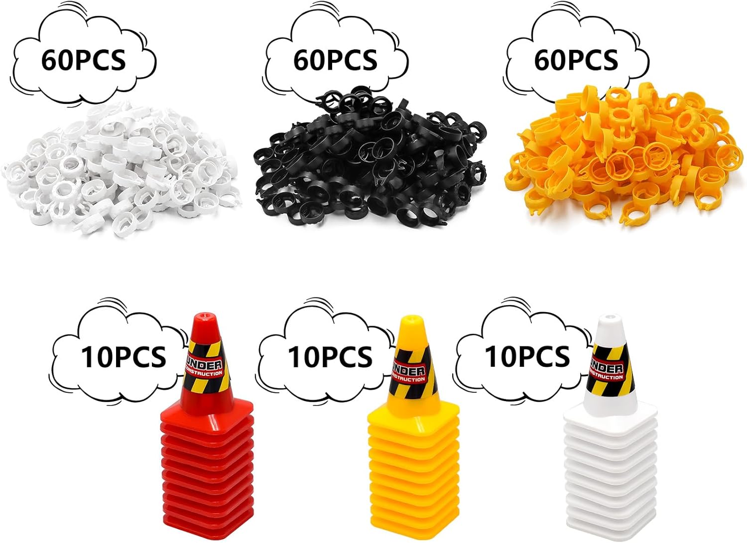 Hobby Fans 180 Pieces RC Car Racing Track Drift Runway Drift Field Fence with 30PCS Road Cones for 1/14 1/16 1/18 1/24 1/28 1/30 1/43 Mini RC Car (Black & Yellow & White, 210PCS)