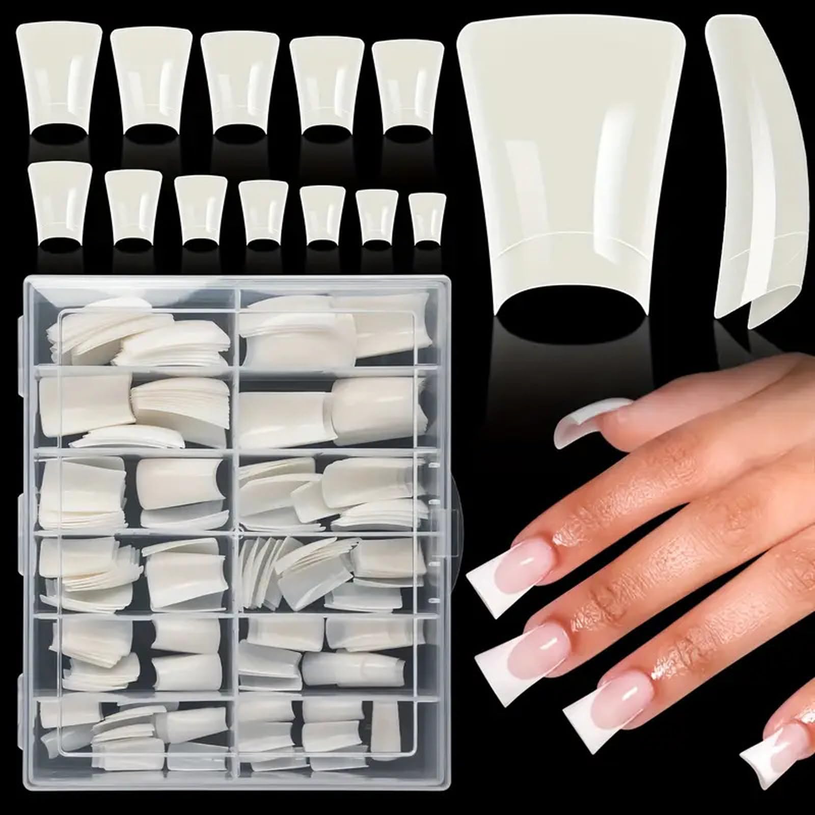 Maxtonser Feet False Nails Short Curved Tips Manicure Nails Accesories Nails Art Decors for Salon and Home Use