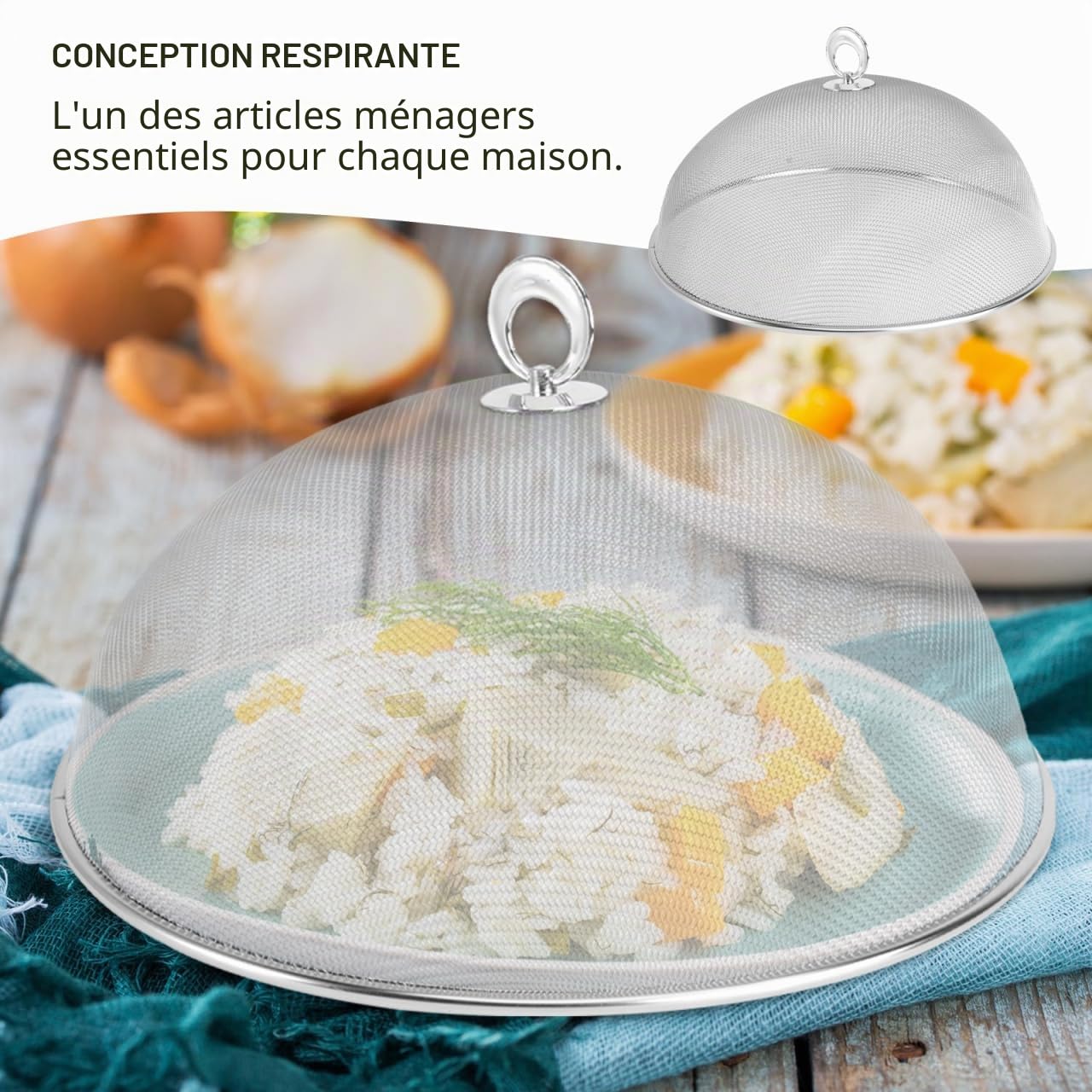 UPKOCH Cloche Alimentaire Pliable En Acier Inoxydable - Couvercle Alimentaire Anti Insectes - Circulaire 30 Cm Pour Maison, Et Camping