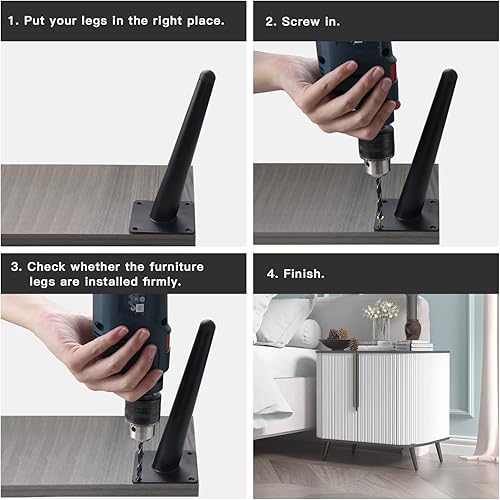 Miniatura 6 de Juego de 8 patas ajustables de 4 pulgadas para muebles, patas de mesa oblicuas de metal, patas de sofá, patas de mesa auxiliar, patas de silla,