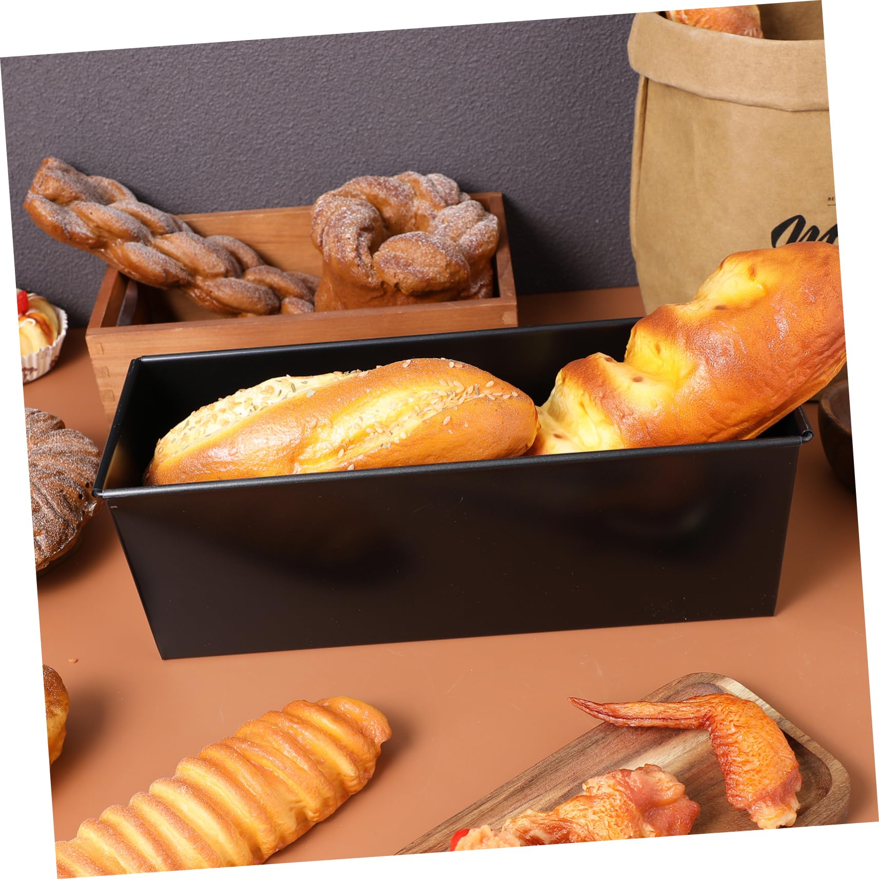 Alipis 5löcher Loaf Pan Mit Deckel Antihaft-brotbackform Für Toast Und Brötchen Belüftungslöcher Für Zuhause Geeignet Für Backofen Schwarz Langlebiges Karbonstahlmaterial