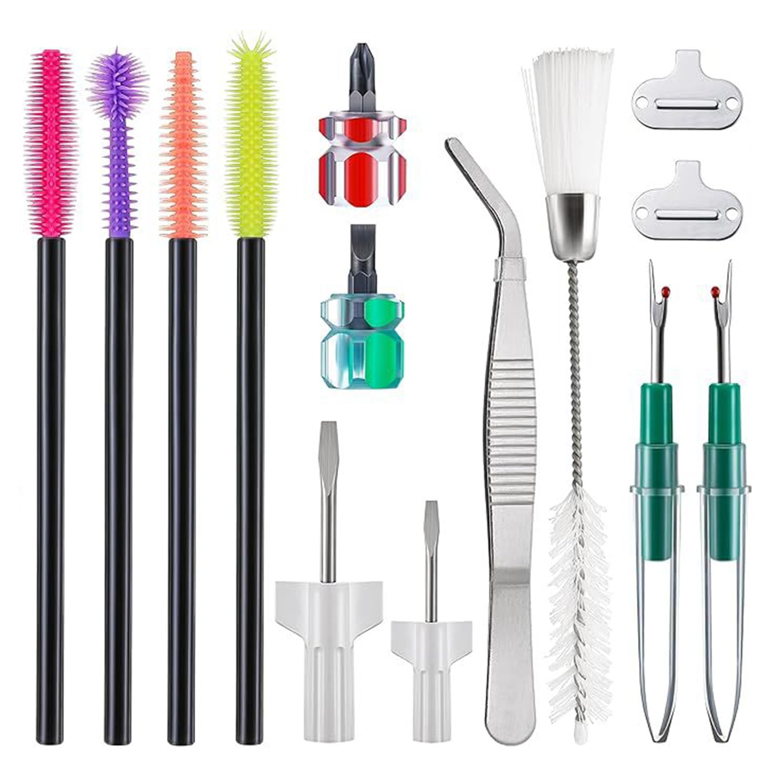 Mubsar 14-Piece Sewing Machine Repair Kit Cleaning Tool Set Include Tweezers Double-Headed Brush Screwdrivers Silicone Brushes Cleaning