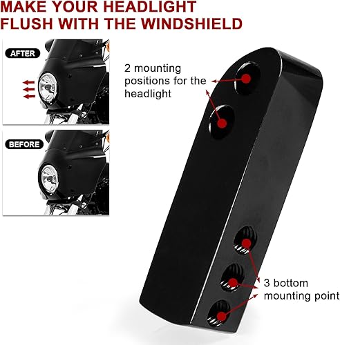 Miniatura 3 de PSLER Dyna Soporte de extensión de faros delanteros de repuesto para Dyna Road Warrior Fairing 2007-2017 Low Rider Fat Bob Parabrisas y carenados