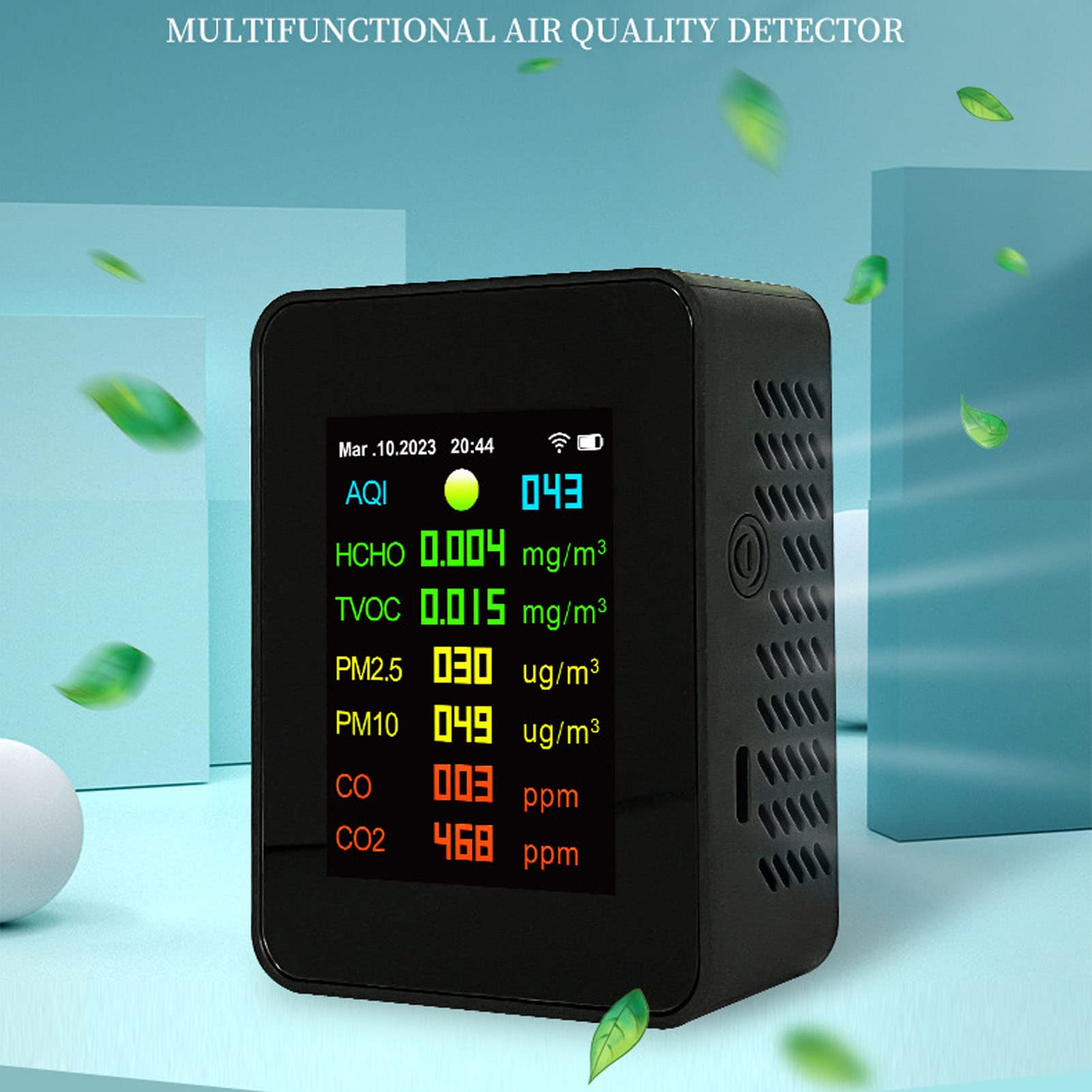 LOCADENCE Air Quality Monitor, 9 in 1 Multifunctional LCD Digital Display CO2 Detector, Intelligent Air Semiconductor Sensor for Homes, Kitchens, Bedrooms