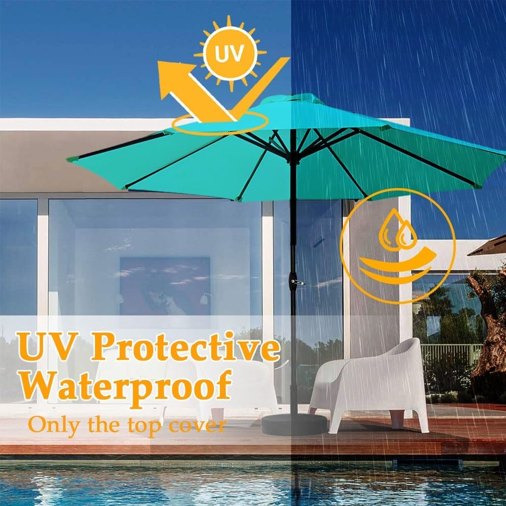 Patio Umbrella Replacement Canopy, Outdoor Sun Shade Umbrella Cloth, 6 Ribs/8 Ribs Replacement Parasol Fabric Standby Cover for Backyard, Deck, Garden, Pool