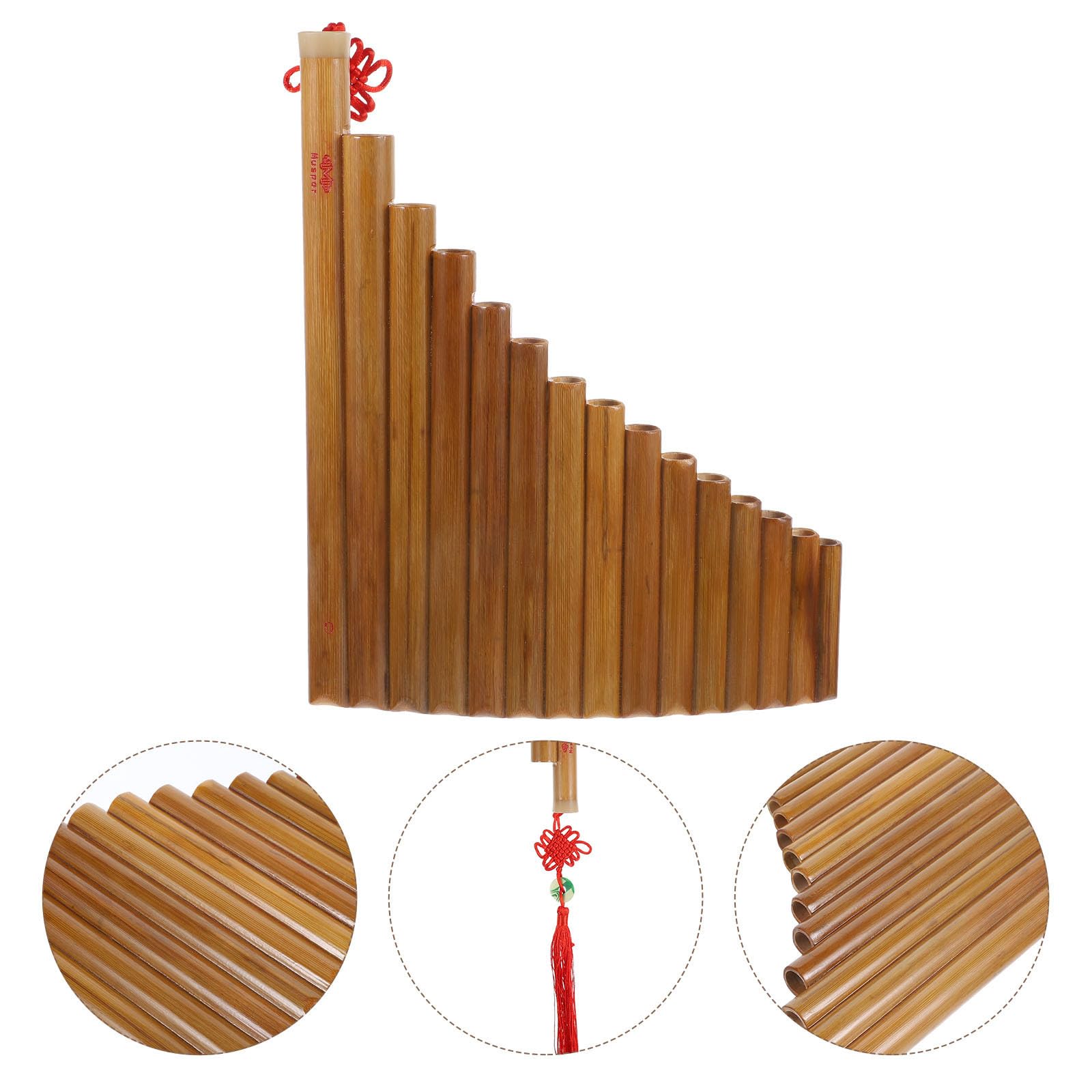 Kisangel Bambus Panflöte für Anfänger mit 15 Rohren Braun Klarer und Melodischer Klang Robust und Leicht Abgenutzt Traditionelles Musikinstrument für Zufällige Farbe Zufälliger Stil