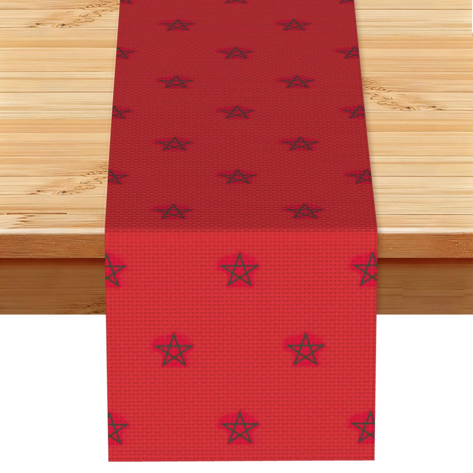 Flag of Morocco Print Table Runner for Home Hotel Dining Kitchen Party Indoor Outdoor Decor,13x72 Inch