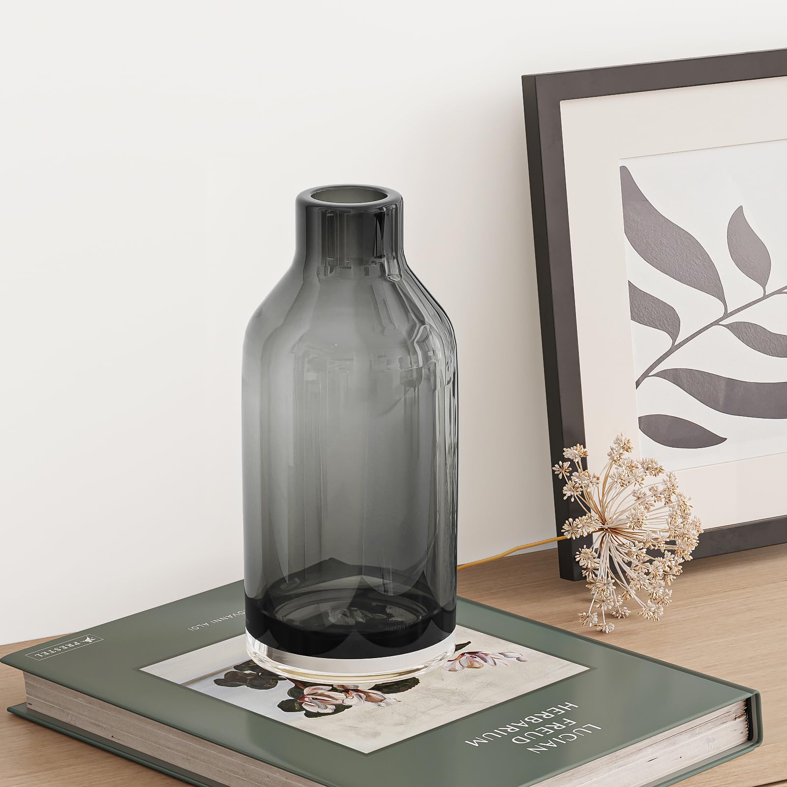 Amazon.co.jp: Relexome グレーガラス花瓶 - モダンな長方形花瓶