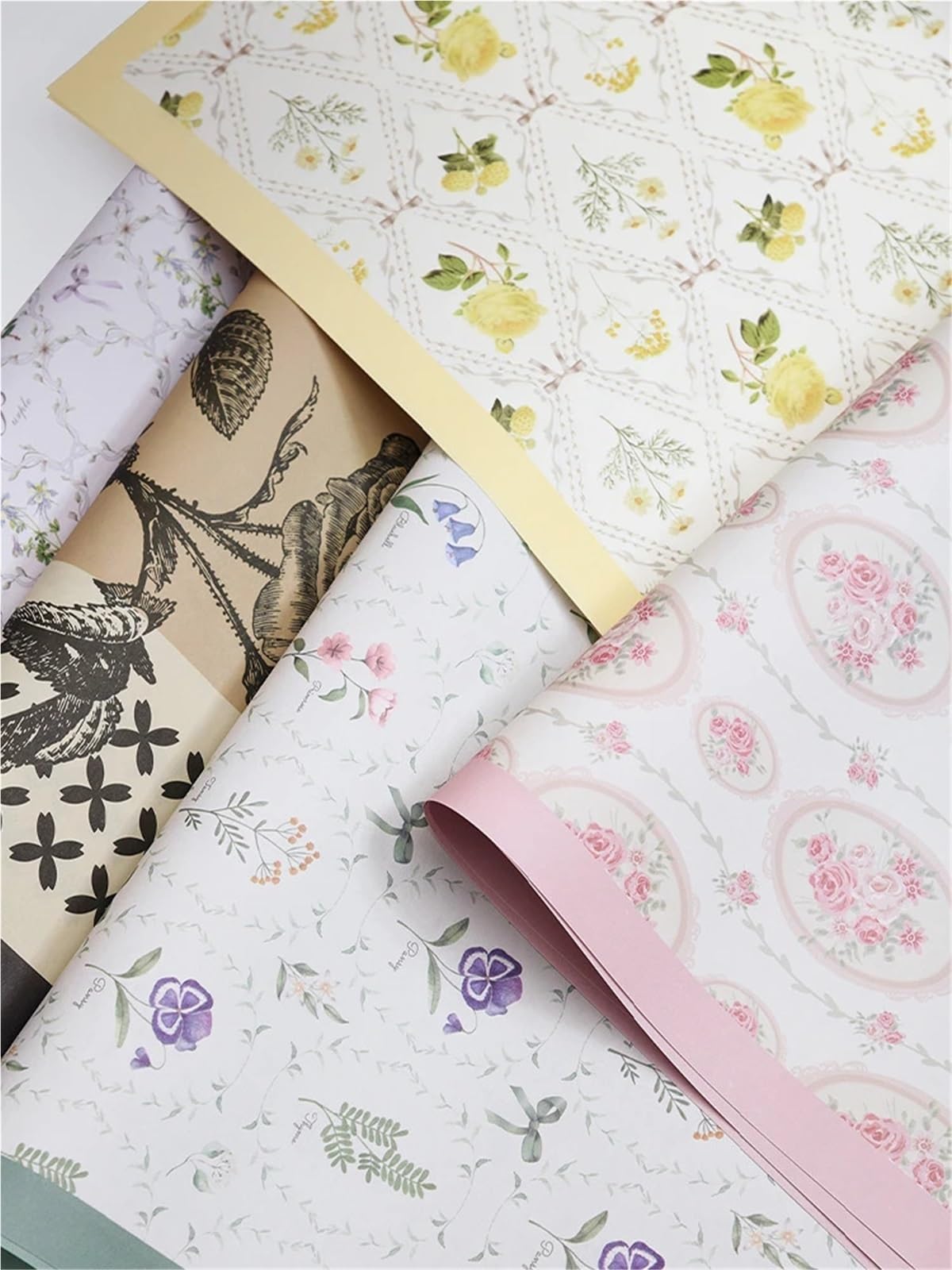 10 Stück Geschenkpapier für Valentinstag, Hochzeit | Einfache Blumen-wasserdichte Baumwollstrauß-Geschenkverpackungsbögen(Yellow)