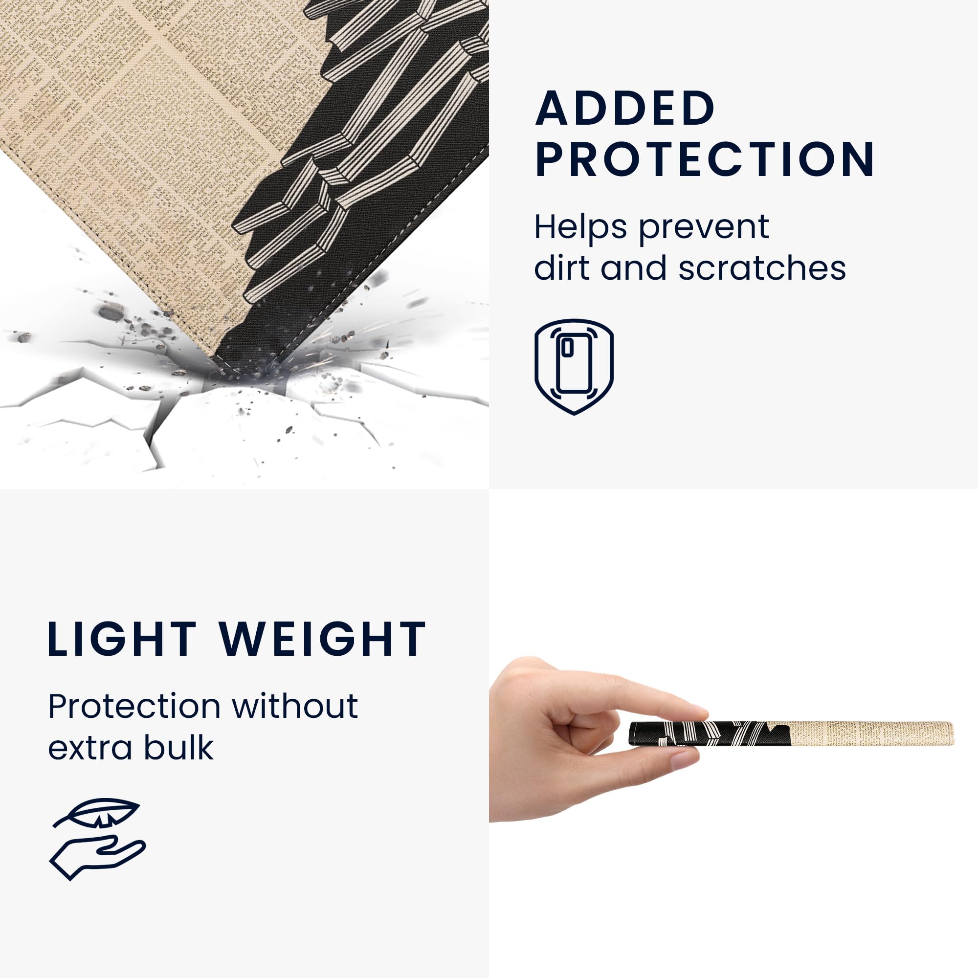 kwmobile Étui Compatible avec Kobo Forma Coque - Étui à Rabat magnétique Tablette eReader Similicuir avec Sangle - Noir-Beige