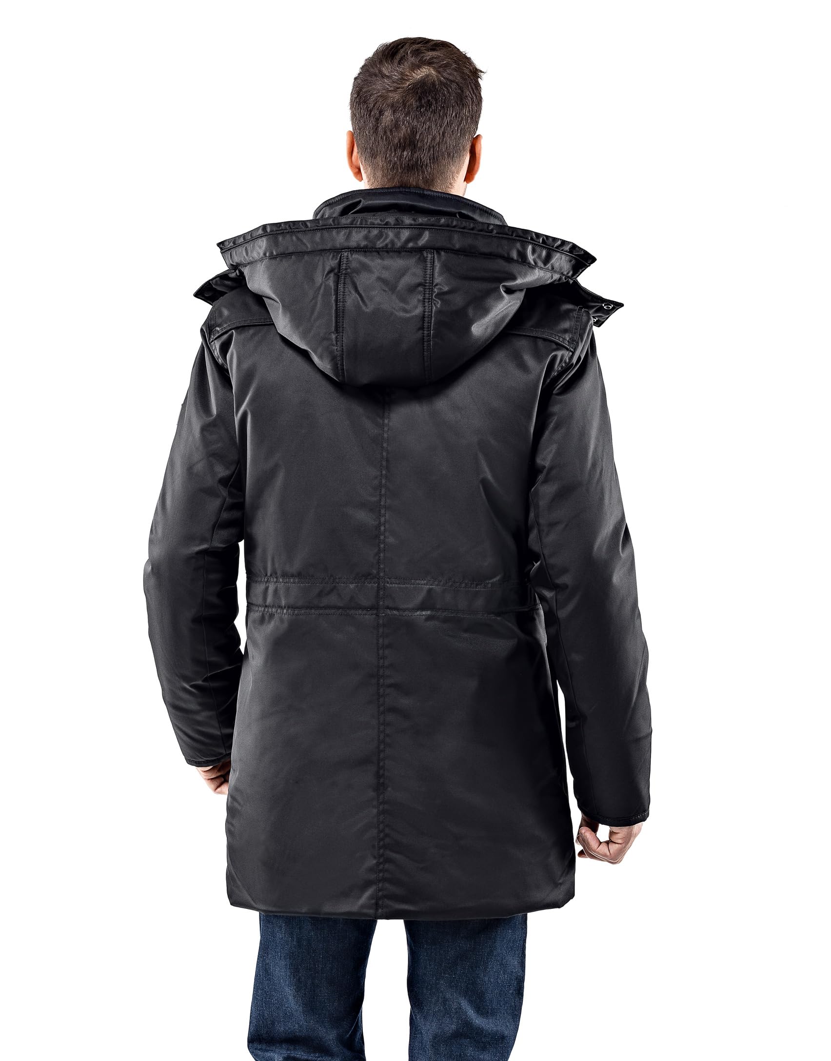 Vincenzo Boretti Chaquetón de hombre para invierno, forrado caliente y suave, incluso los bolsillos y la capucha desmontable con piel sintética, elegantes botones pespunteados