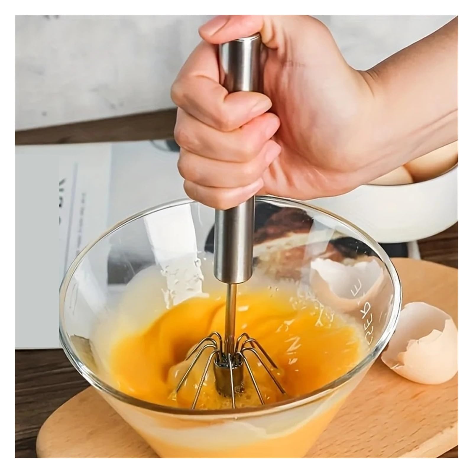 Mezclador de cocina batidor huevos acero inoxidable for mezclar y batir crema sin esfuerzo(M-2pcs-12inch)
