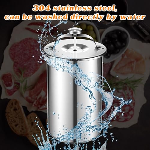 Miniatura 3 de Skylety 2 piezas de prensa de carne, máquina de prensa de jamón de acero inoxidable con termómetro, sandwich, prensa de carne, tocino, jamón para