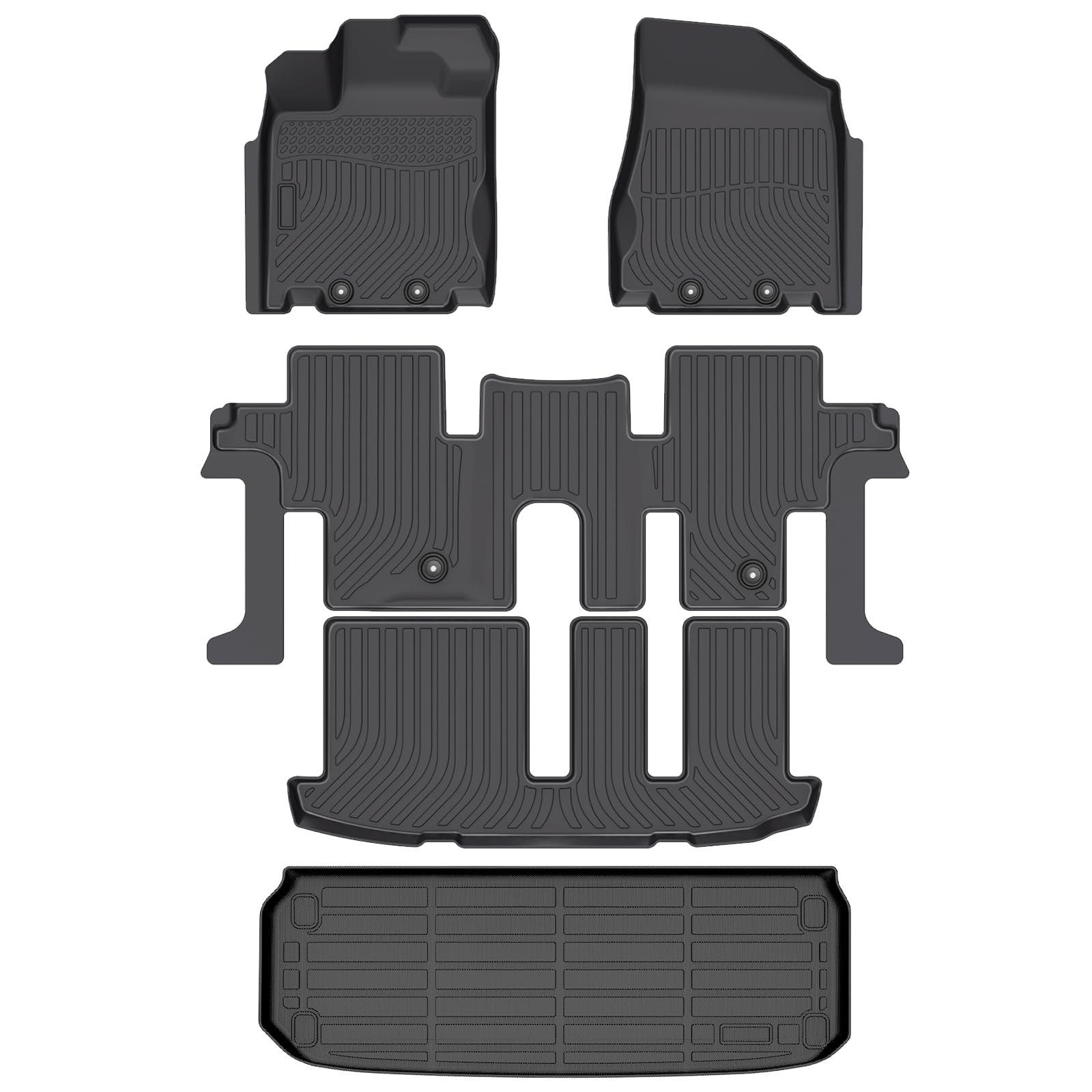 Floor Mats &amp; Cargo Liner for Nissan Pathfinder 2013-2020 &amp; Infiniti QX60 2014-2020 (Only fit 7 Seats) All Weather Automotive TPE Floor Liners Set Waterproof Accessories