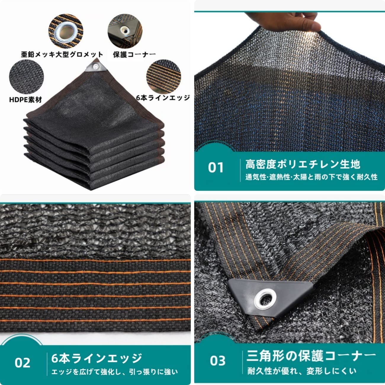 Amazon.co.jp: lanzoub 遮光ネット 2*2m 3m 4m/3*4m/3*6m 遮熱