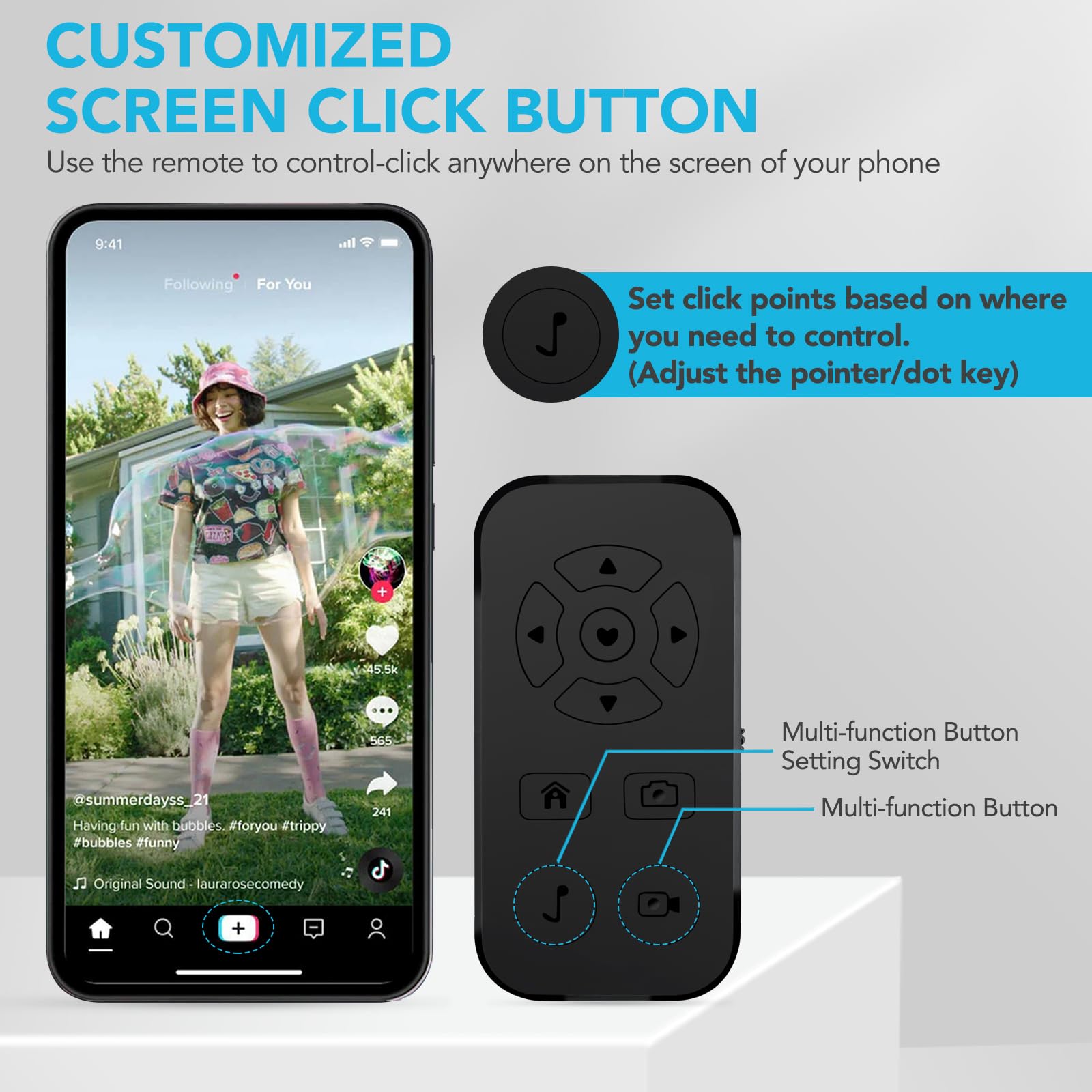 Adzerd Tik Tok Remote TIK Tok Bluetooth Remote Control Page Turner