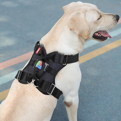 Miniatura 8 de Arnés para perro para perros grandes, ajustable sin tirones, arnés de chaleco para perro con mango resistente, arnés acolchado suave seguro para