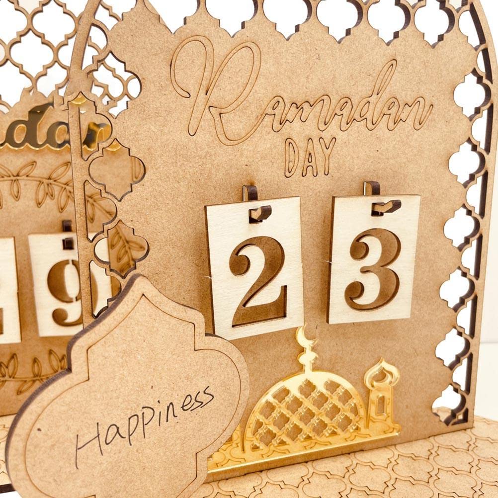thumbnail: Houten Ramadankalender Herbruikbaar - Eid Mubarak Aftelkalender Met Cijfers