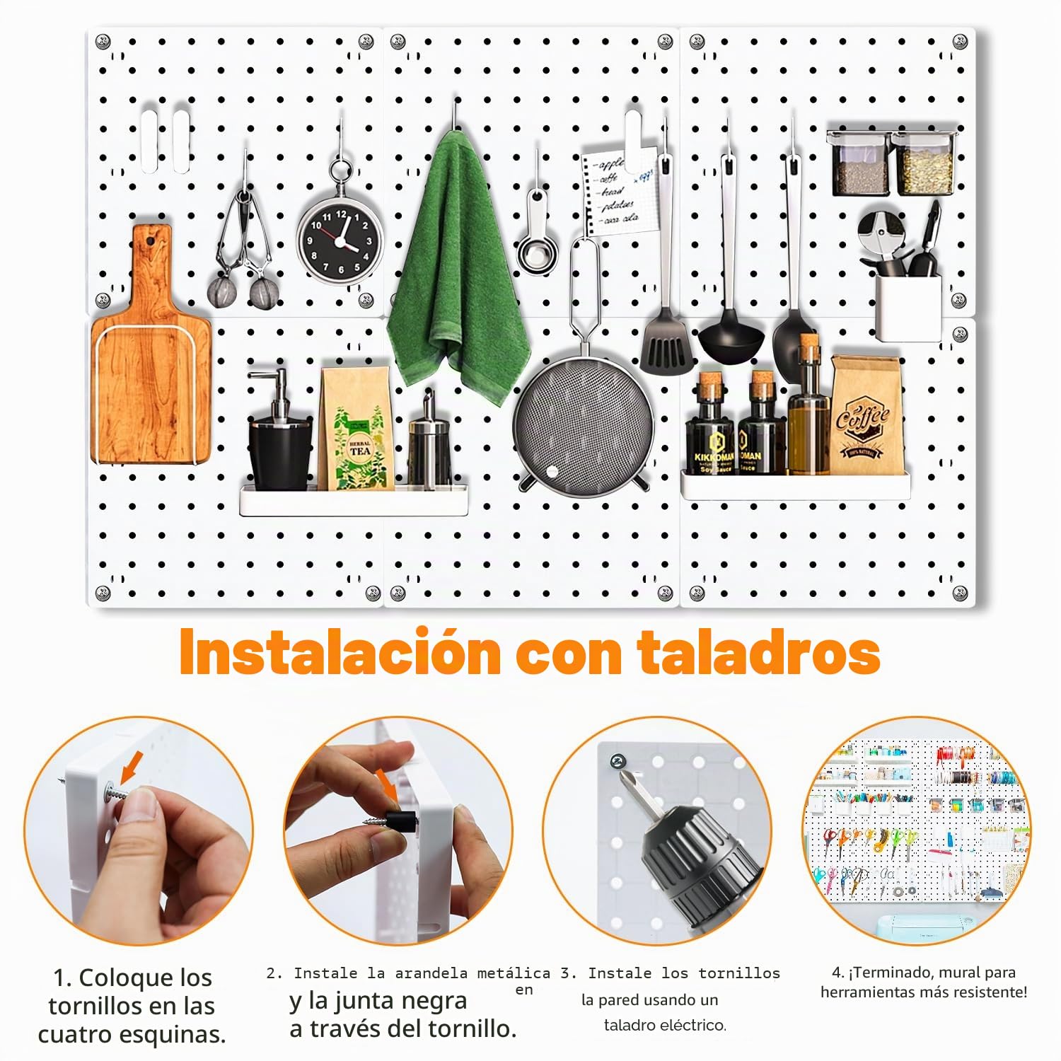 6 tableros de clavijas, tablero de clavijas, organizador de pared de tablero de clavijas, kits de tablero de clavijas para almacenamiento de tablero de clavijas, tablero de clavijas pequeño para sala