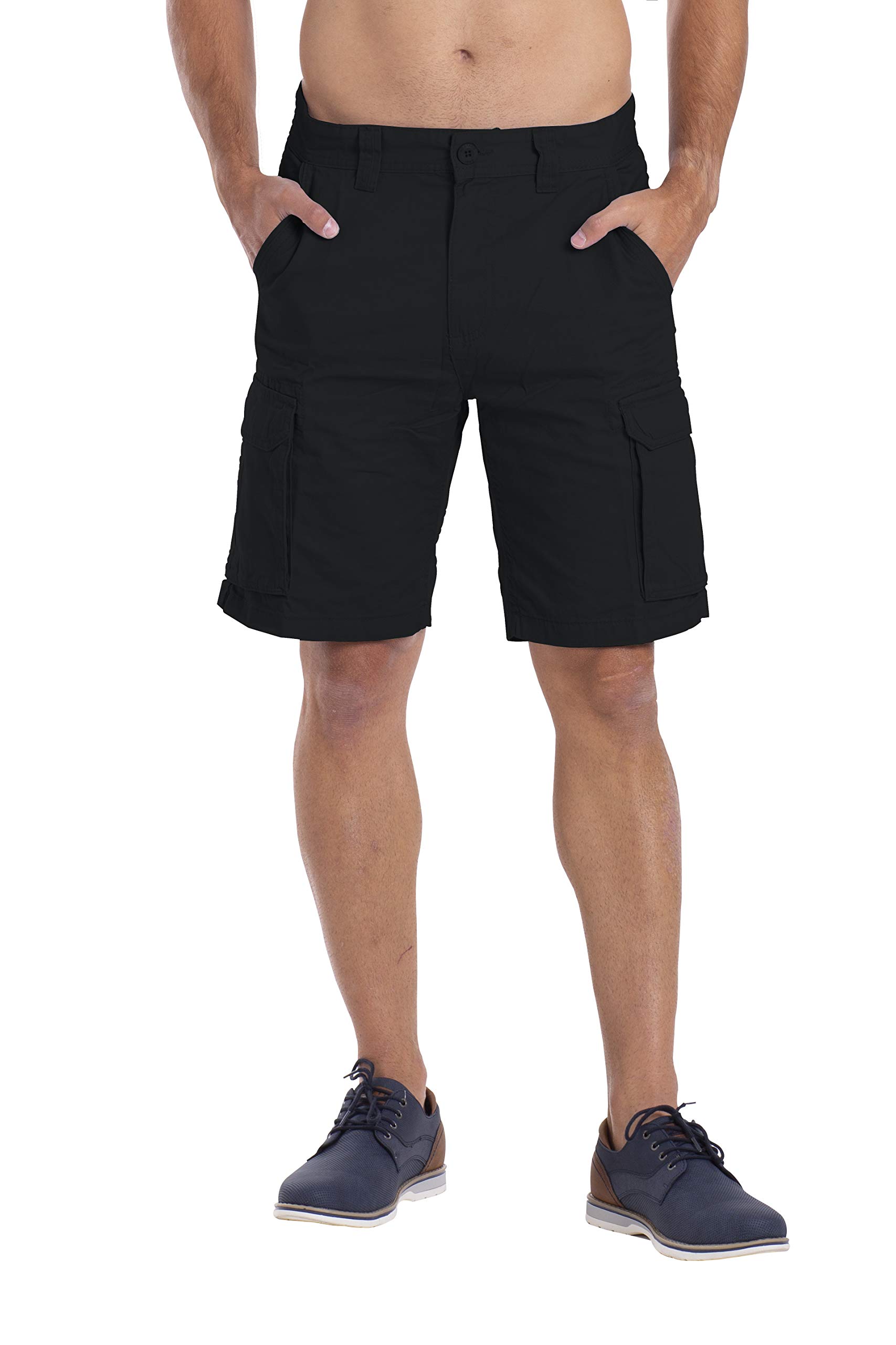 Westace Men's Black Classic-Fit Cargo Shorts Utility Workwear Cotton Combat Chino 6 Pocket Half Pants (, 34)